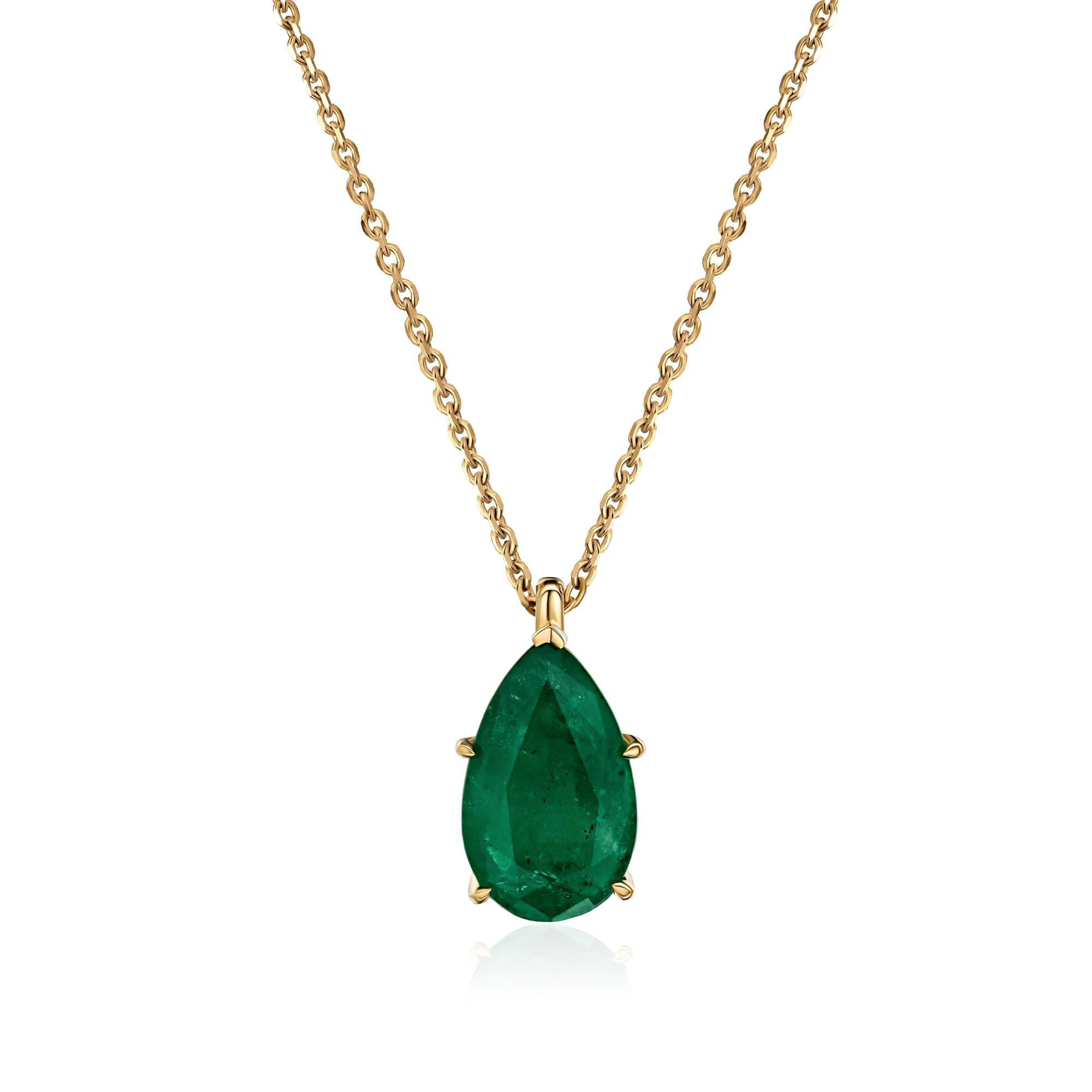 2.80 ct Emerald Pendant Necklace, 18k yellow gold