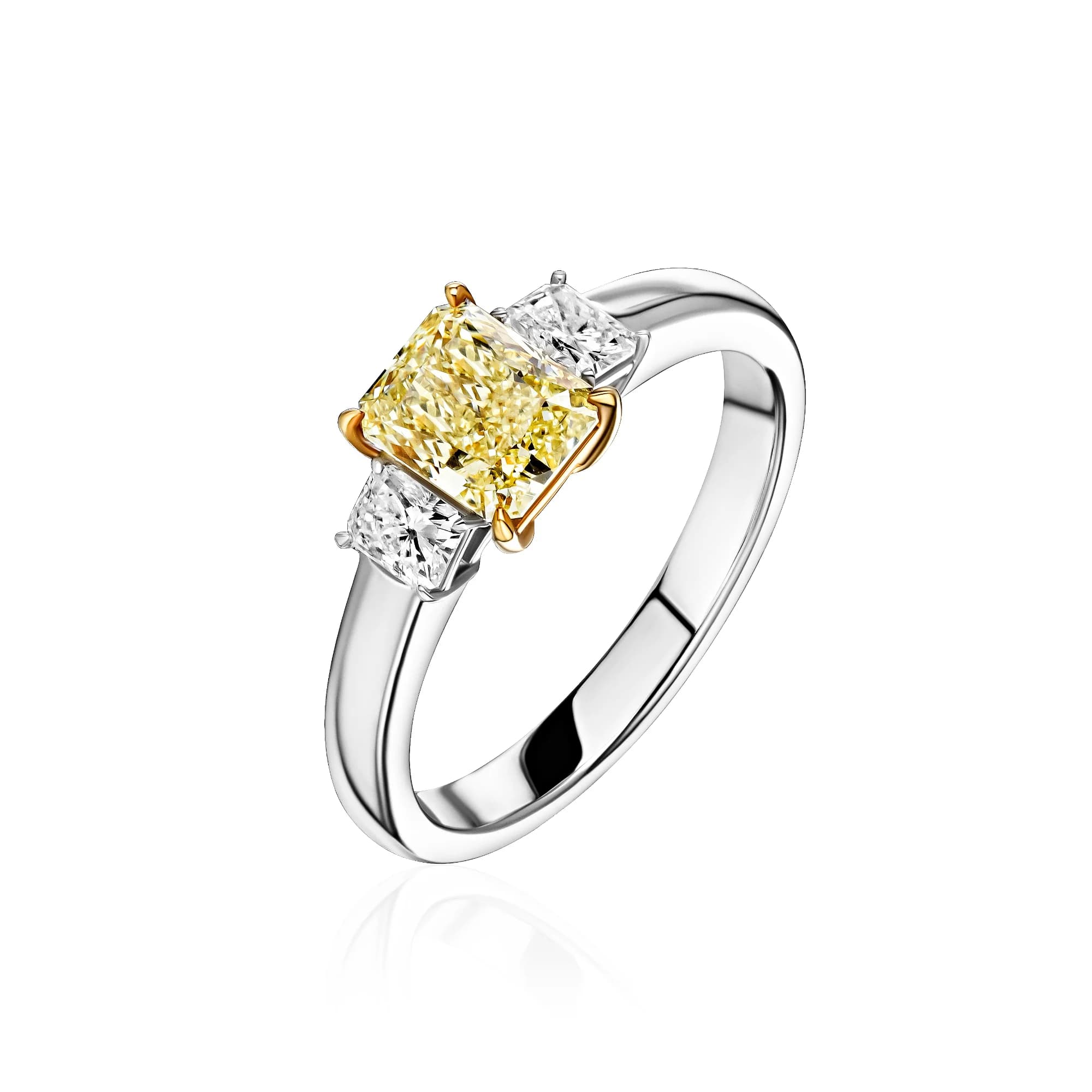 1.01 ct Yellow Diamond Engagement Ring, 18k white gold
