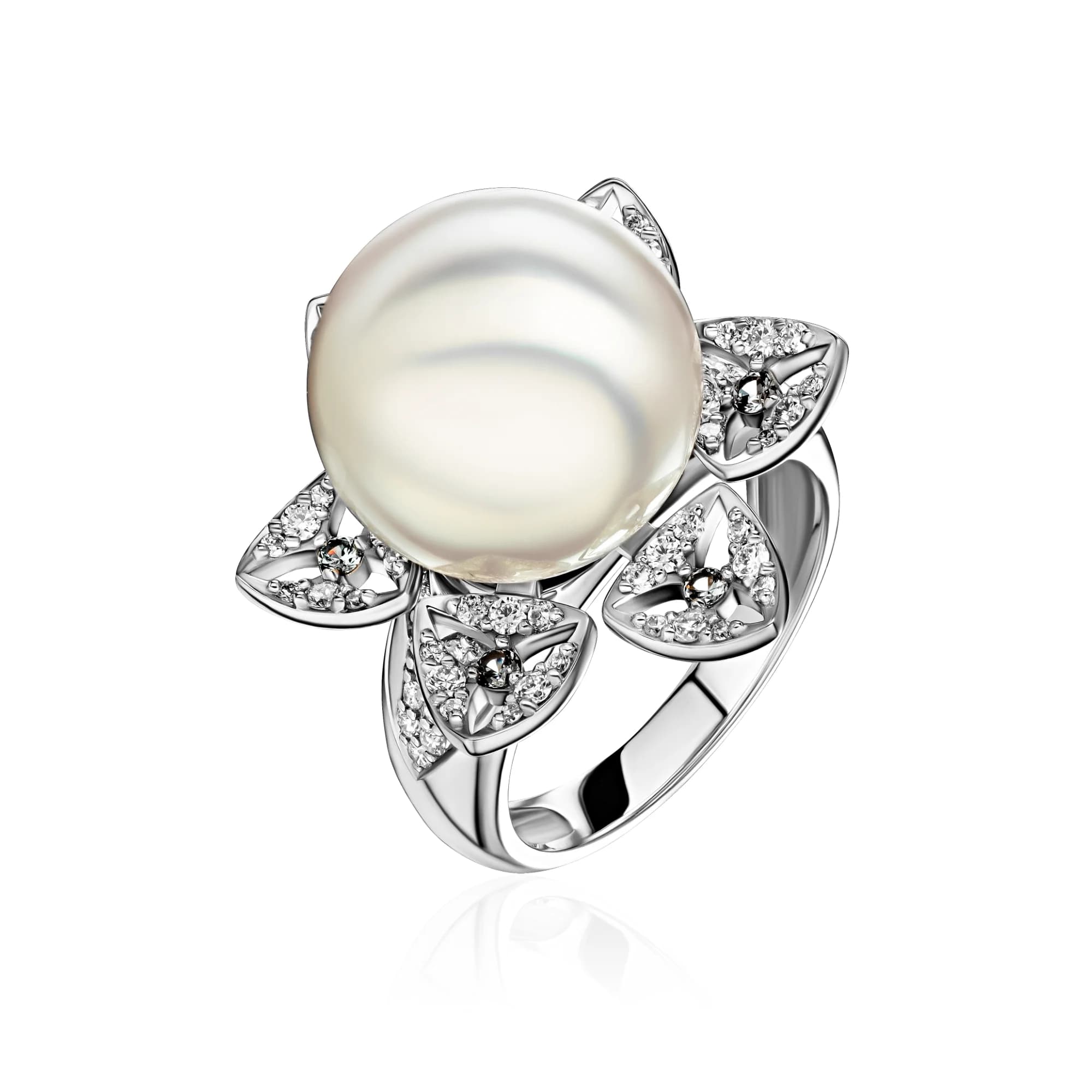 Australian South Sea Pearl & Garnet Ring, 18k white gold