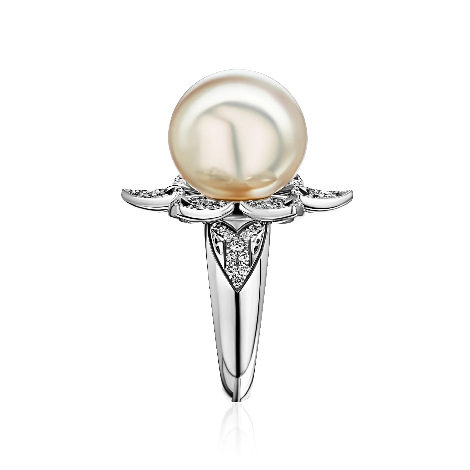 Australian South Sea Pearl & Garnet Ring, 18k white gold