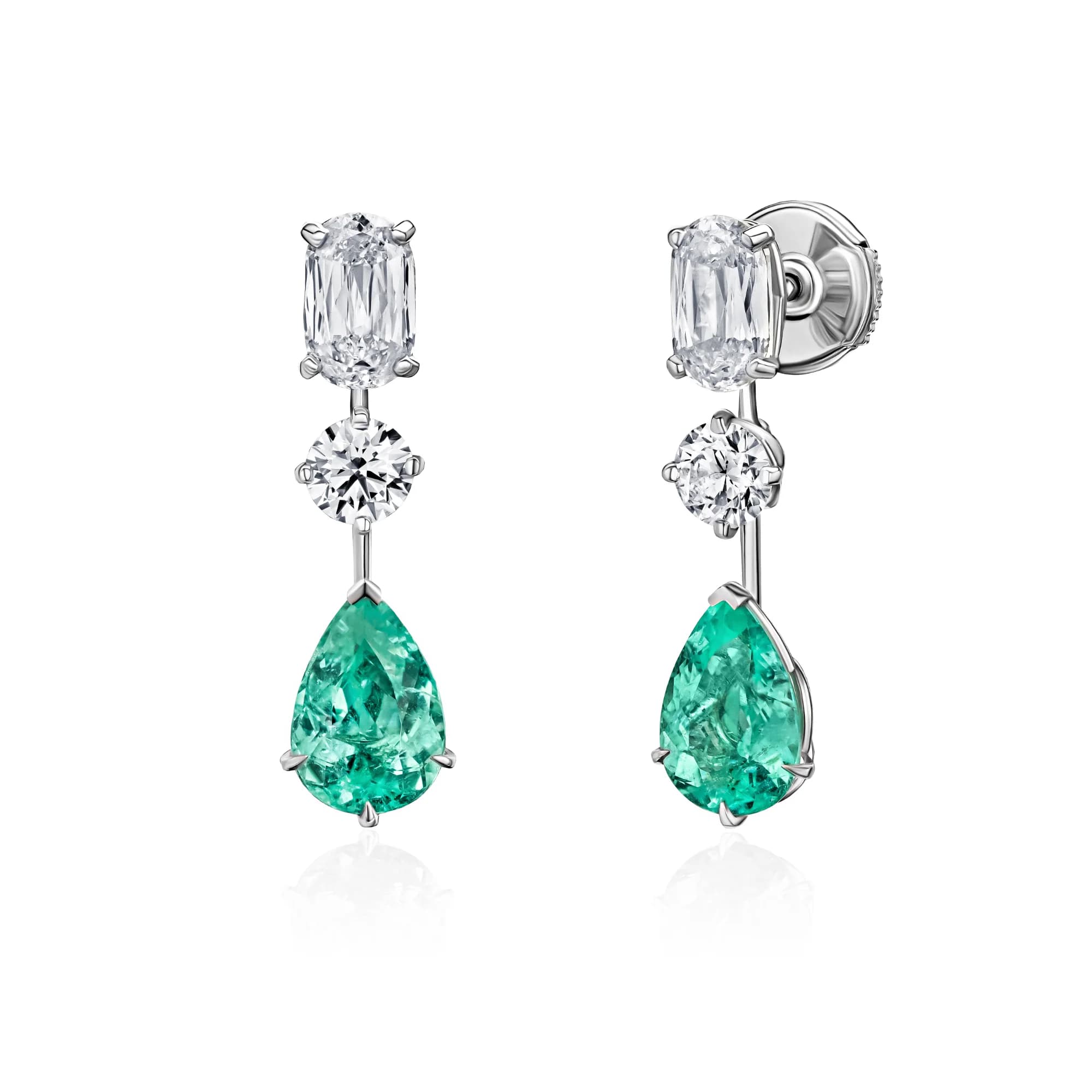 2.55 ct Paraiba Tourmaline Drop Earrings, 18k white gold