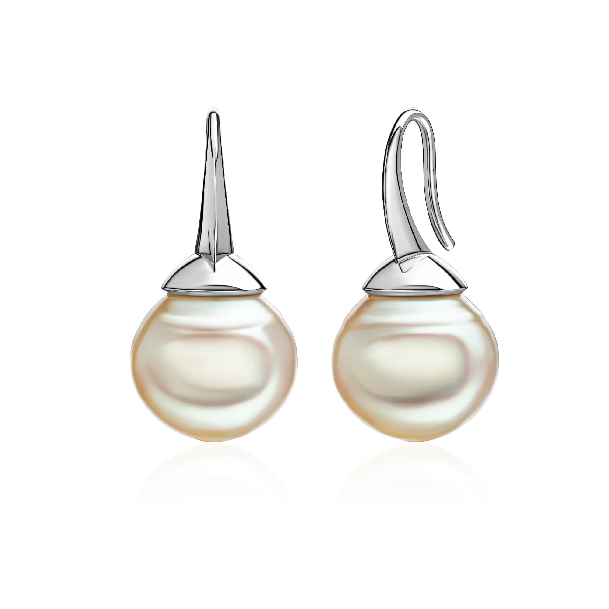 13–14 mm Australian South Sea Pearl Drop Earrings, 18k white gold