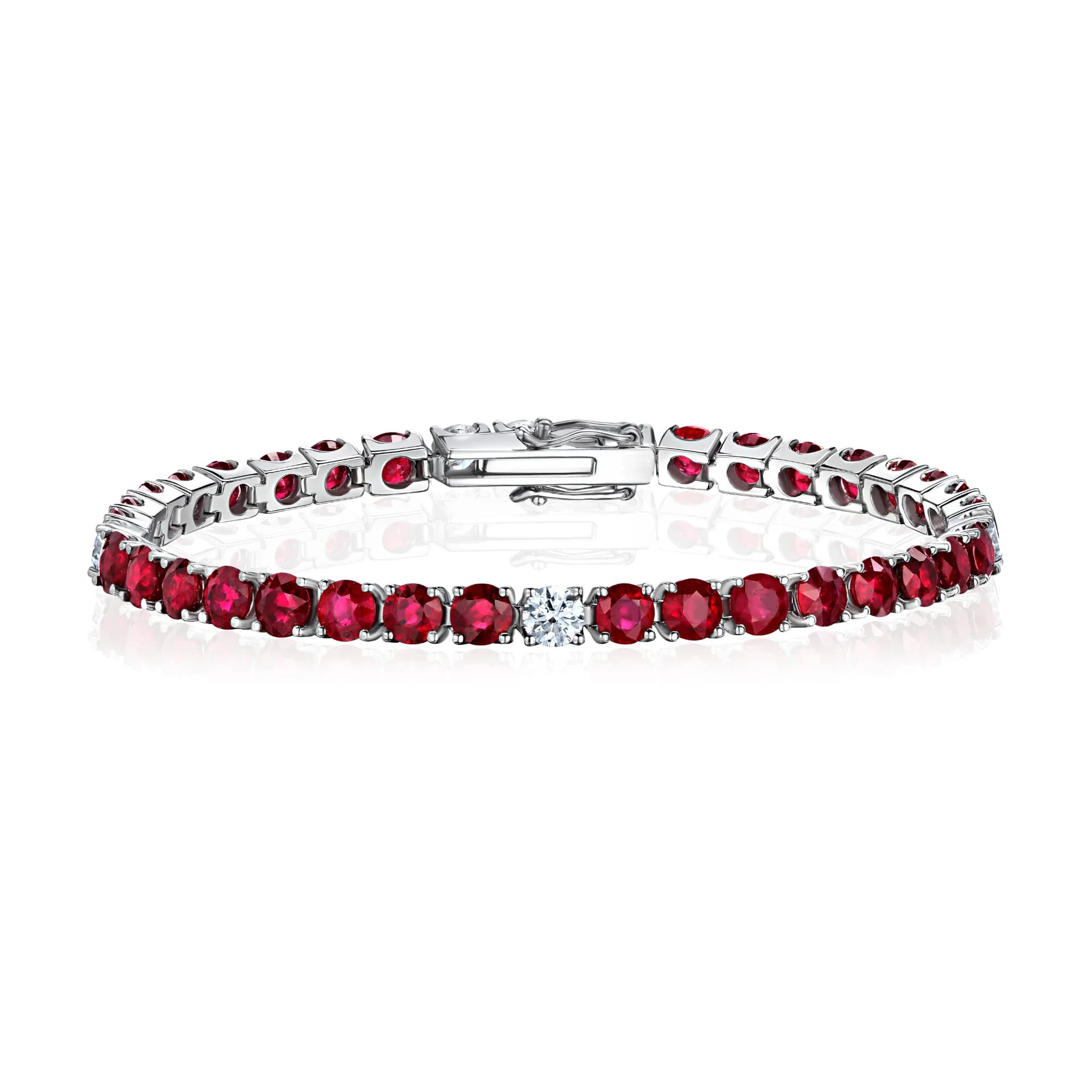 10.64 ct Pigeon's Blood Ruby Tennis Bracelet, 18k white gold