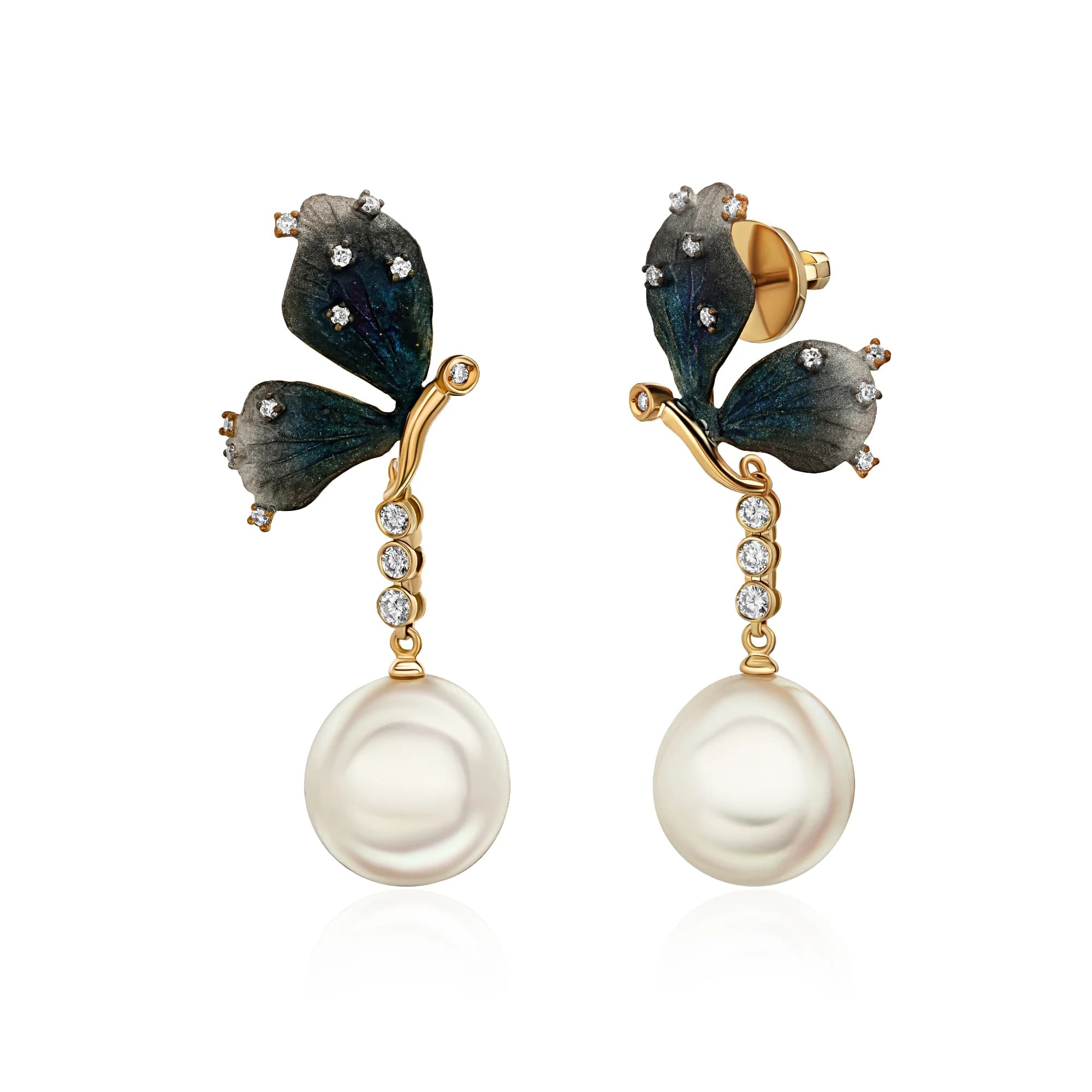 12–13 mm Australian South Sea Pearl Drop Earrings, 18k yellow gold