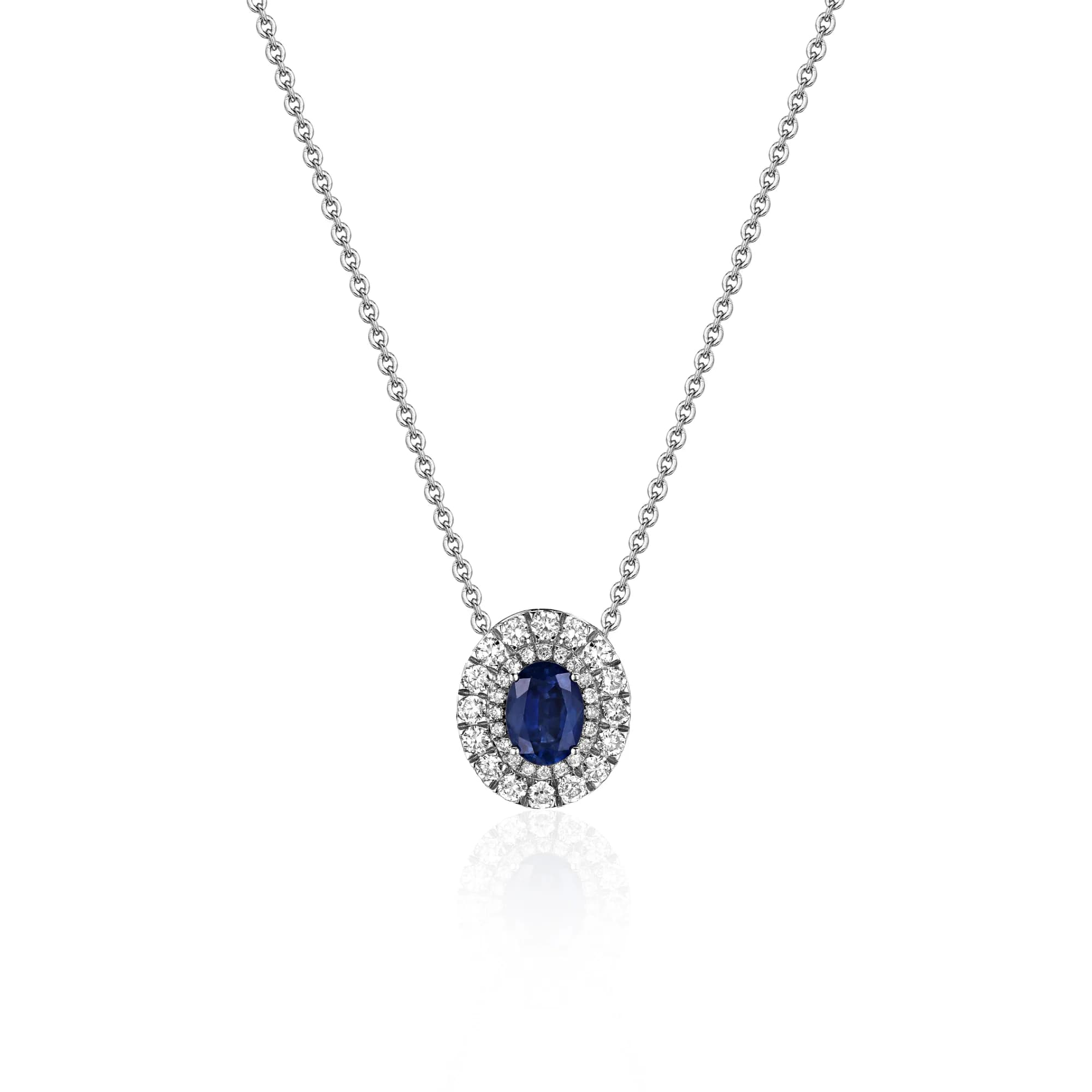 2.03 ct Royal Blue Sapphire Pendant Necklace, 18k white gold