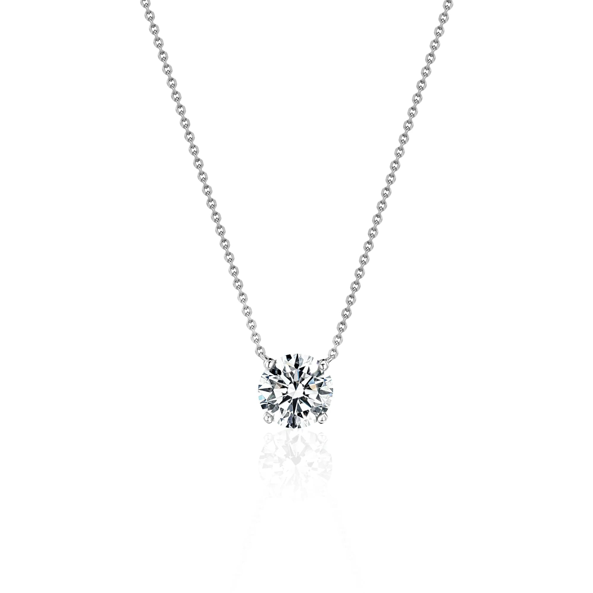 2.00 ct Diamond Solitaire Pendant Necklace, 18k white gold