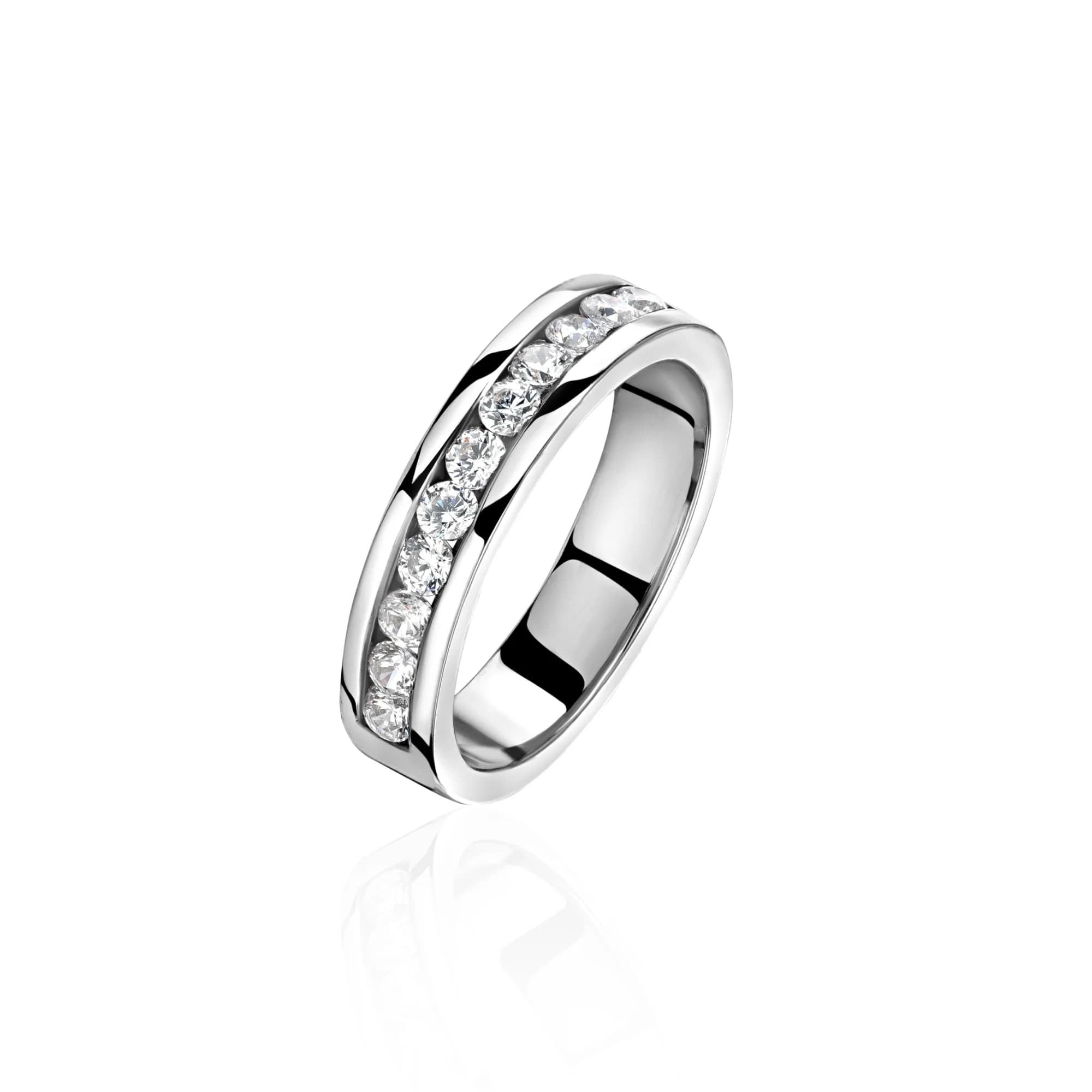 "Forever" Diamond Wedding Band, 18k white gold