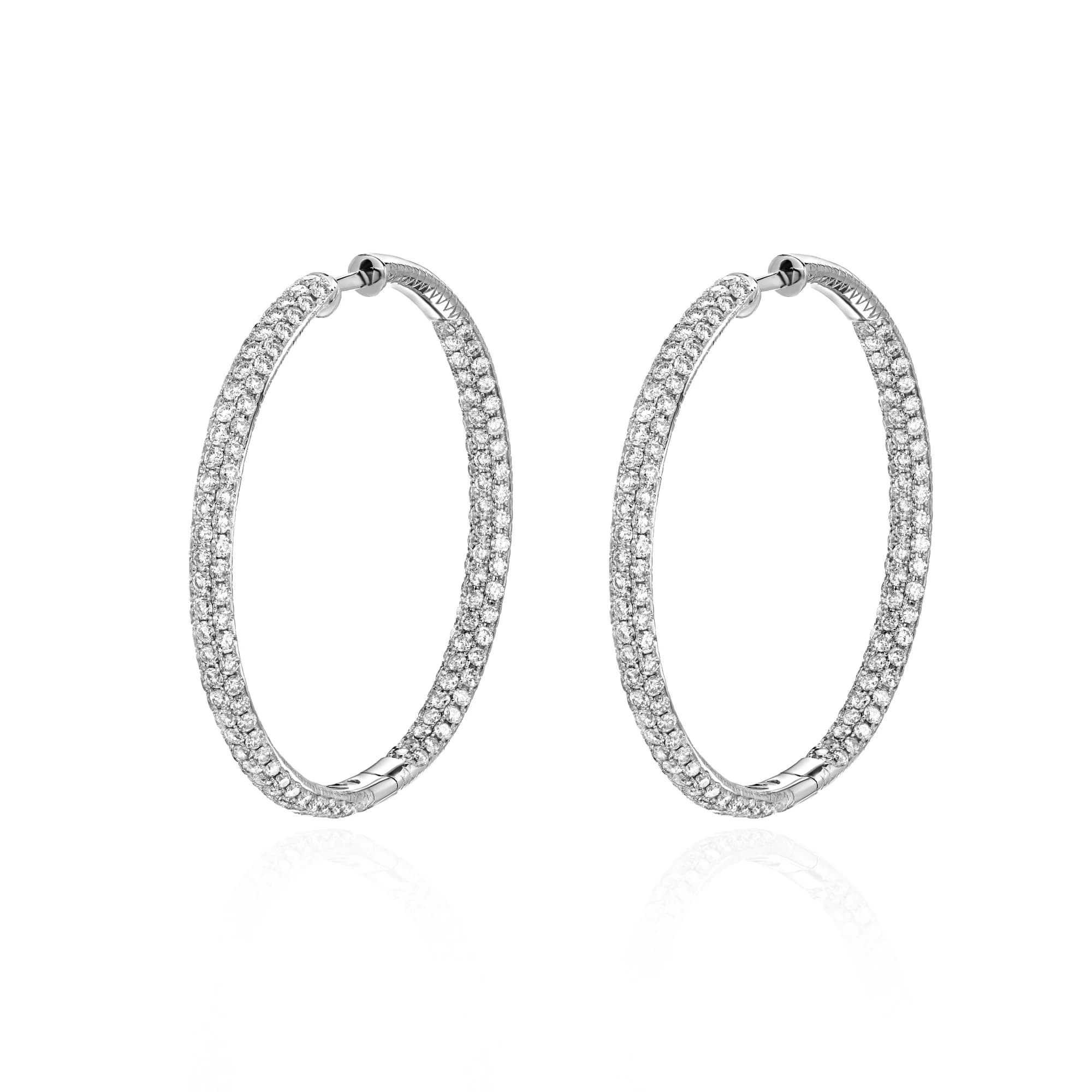 4.48 ct Diamond Hoop Earrings, 18k white gold