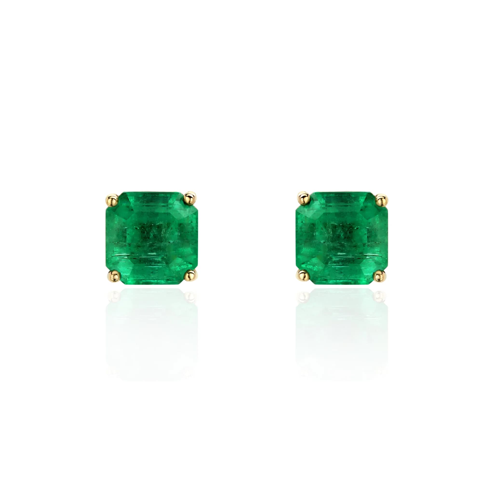 4.20 ct Emerald Stud Earrings, 18k white gold