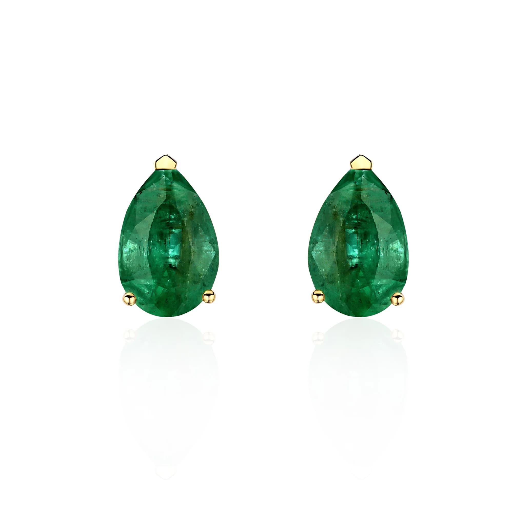 4.90 ct Emerald Stud Earrings, 18k white gold