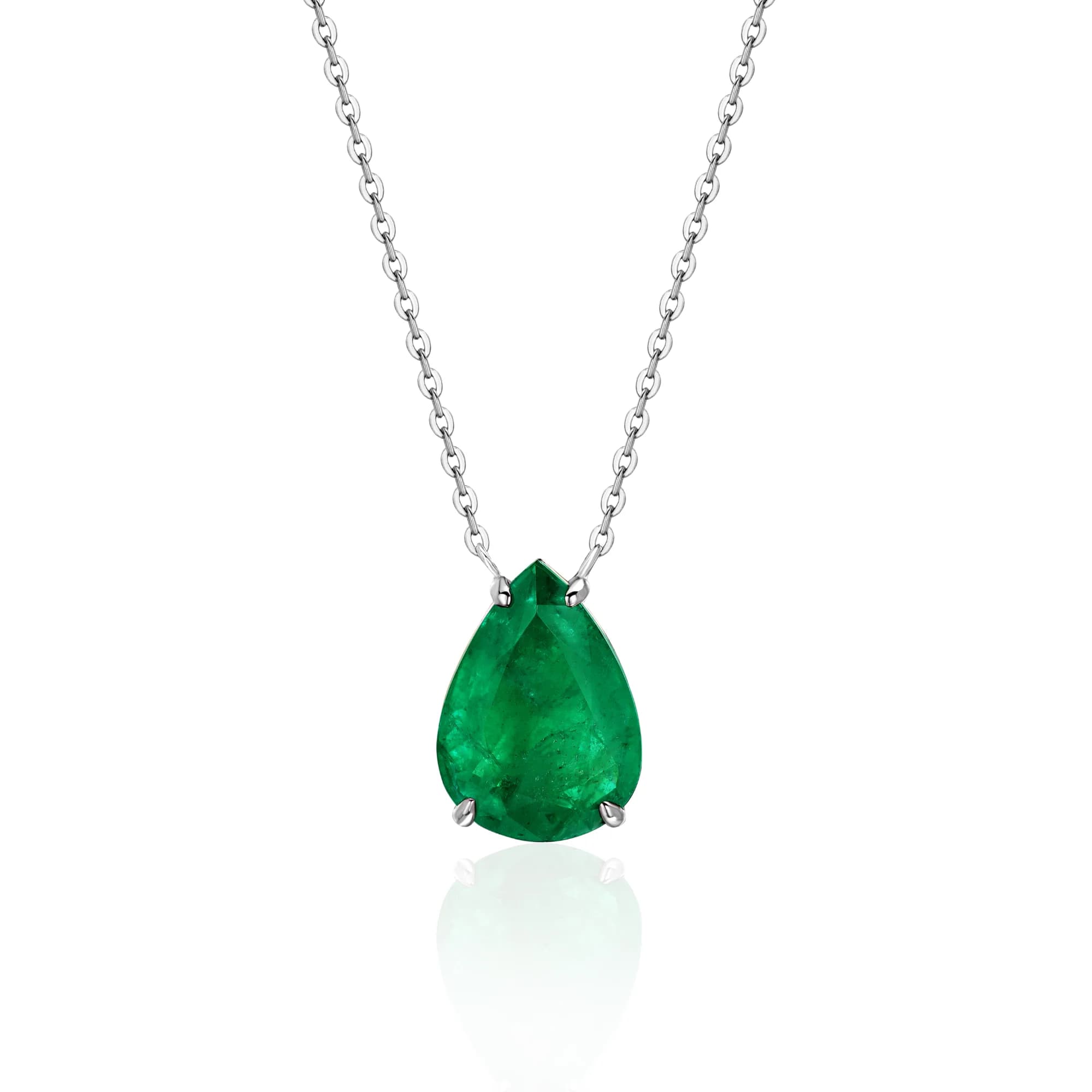 2.80 ct Emerald Pendant Necklace, 18k white gold