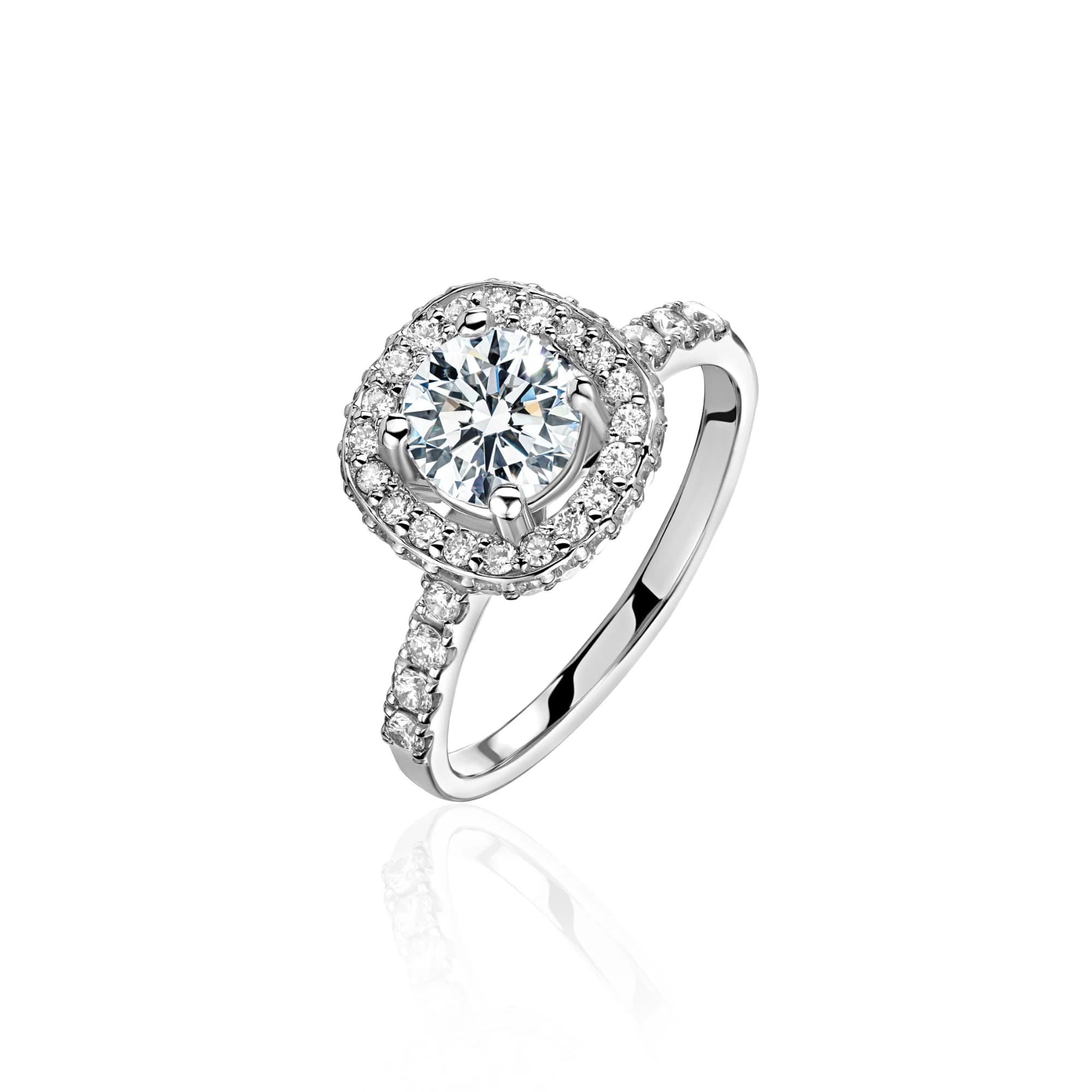1.50 ct Center Diamond Engagement Ring, 14k white gold