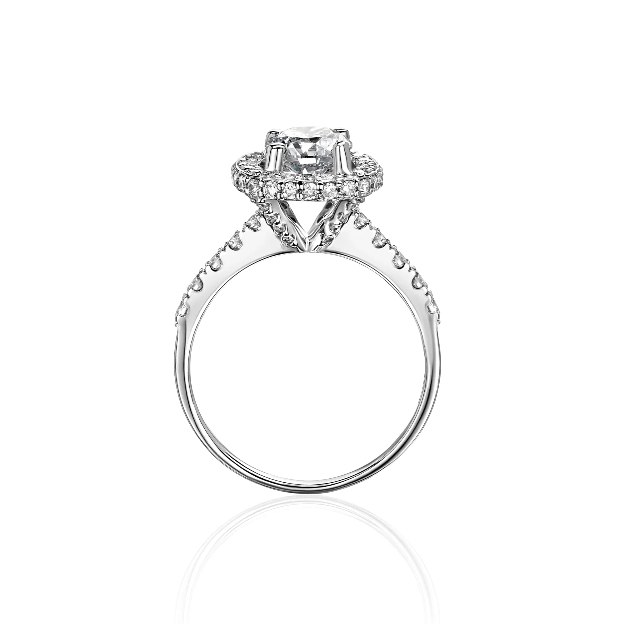 1.50 ct Center Diamond Engagement Ring, 14k white gold