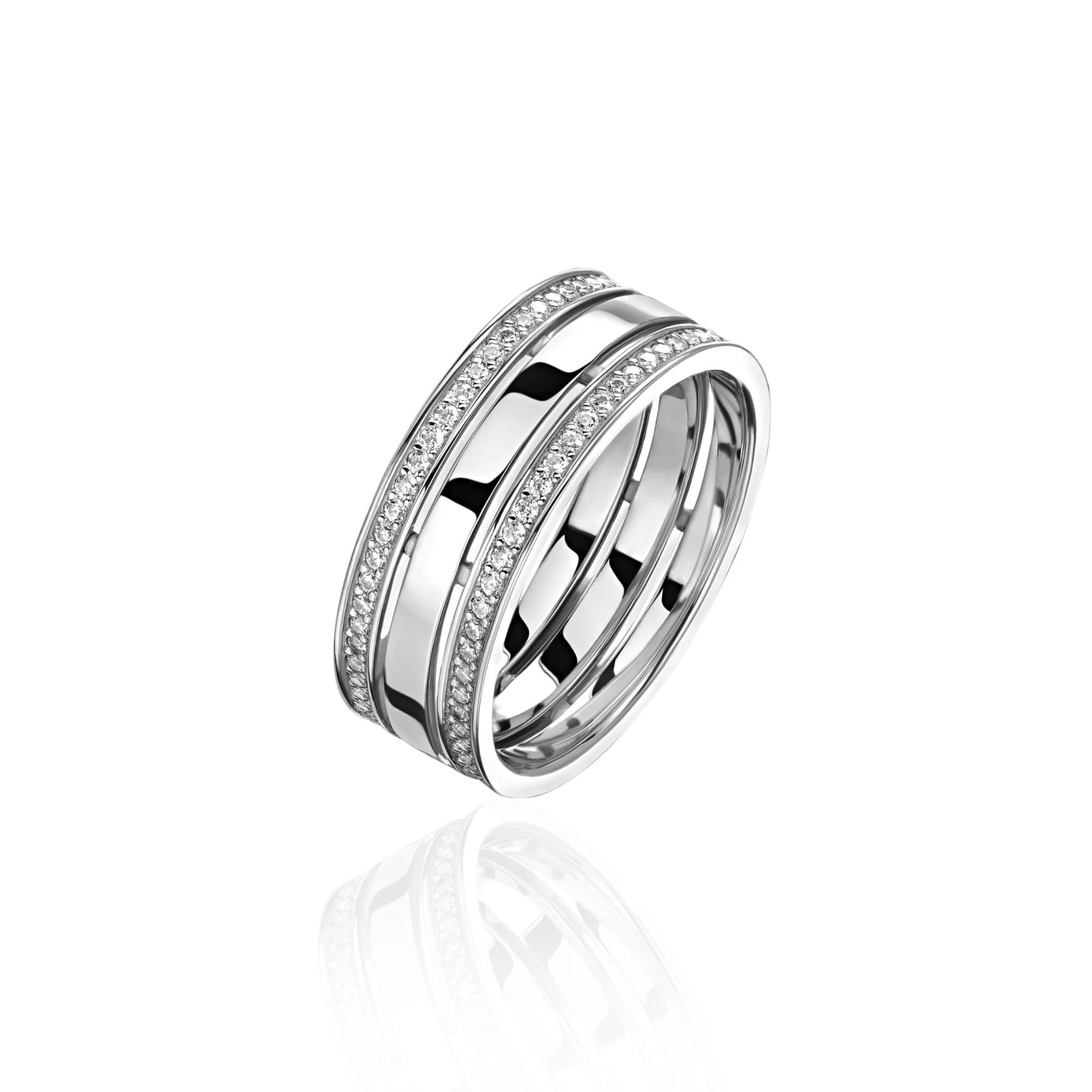"Journey" Diamond Wedding Band, 18k white gold