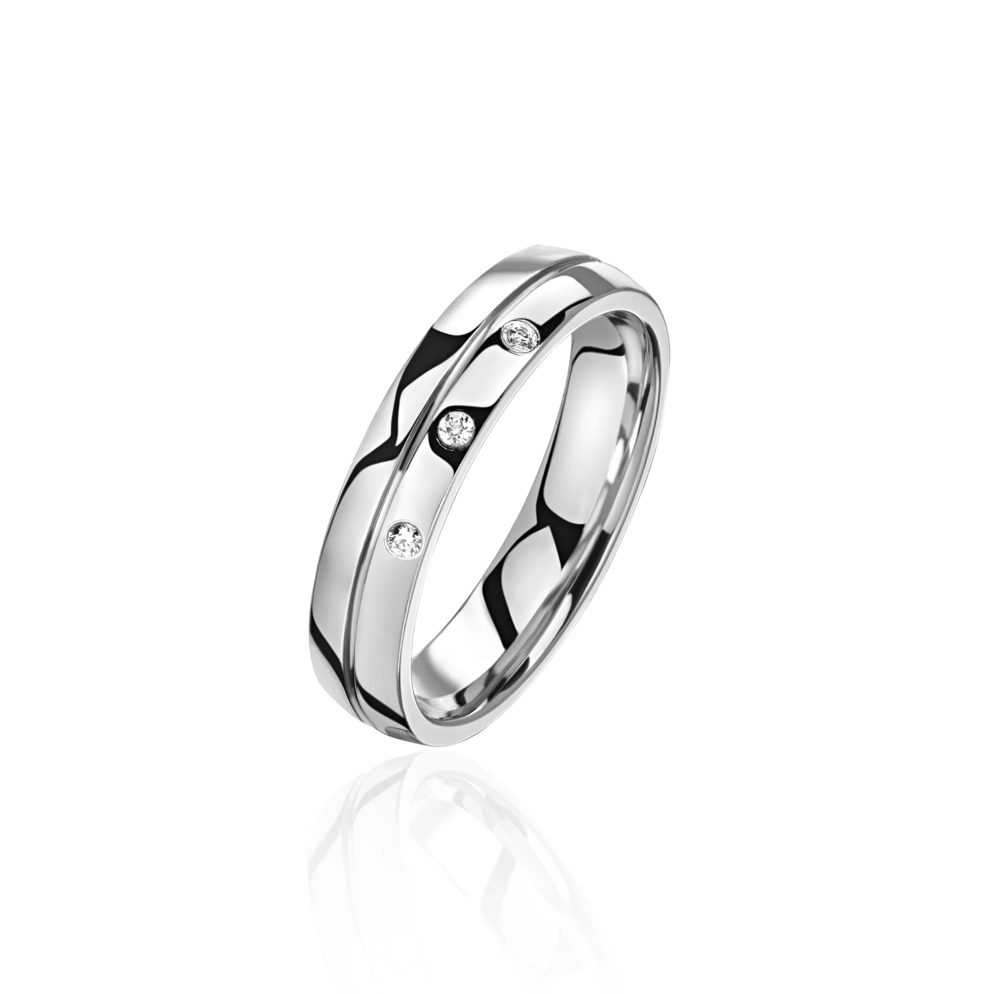 "Sparks of Love" Diamond Wedding Band, 18k white gold