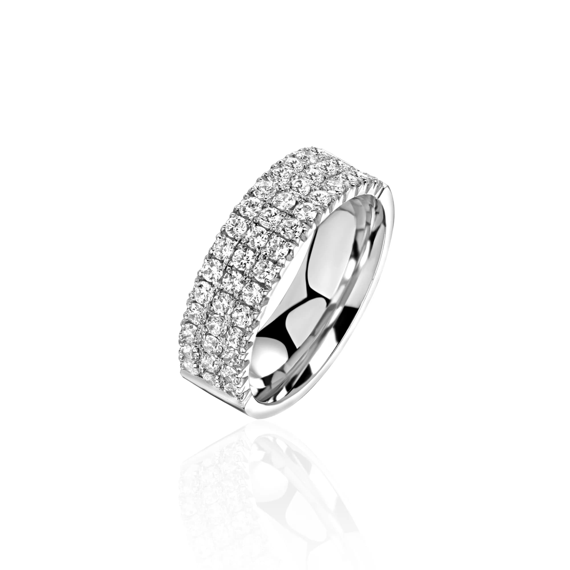 "Sparkle" Diamond Wedding Band, 18k white gold
