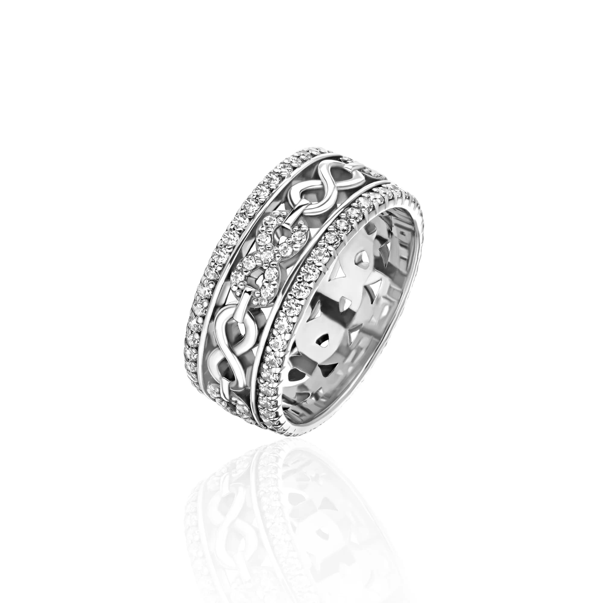 "Infinity" Diamond Wedding Band, 18k white gold