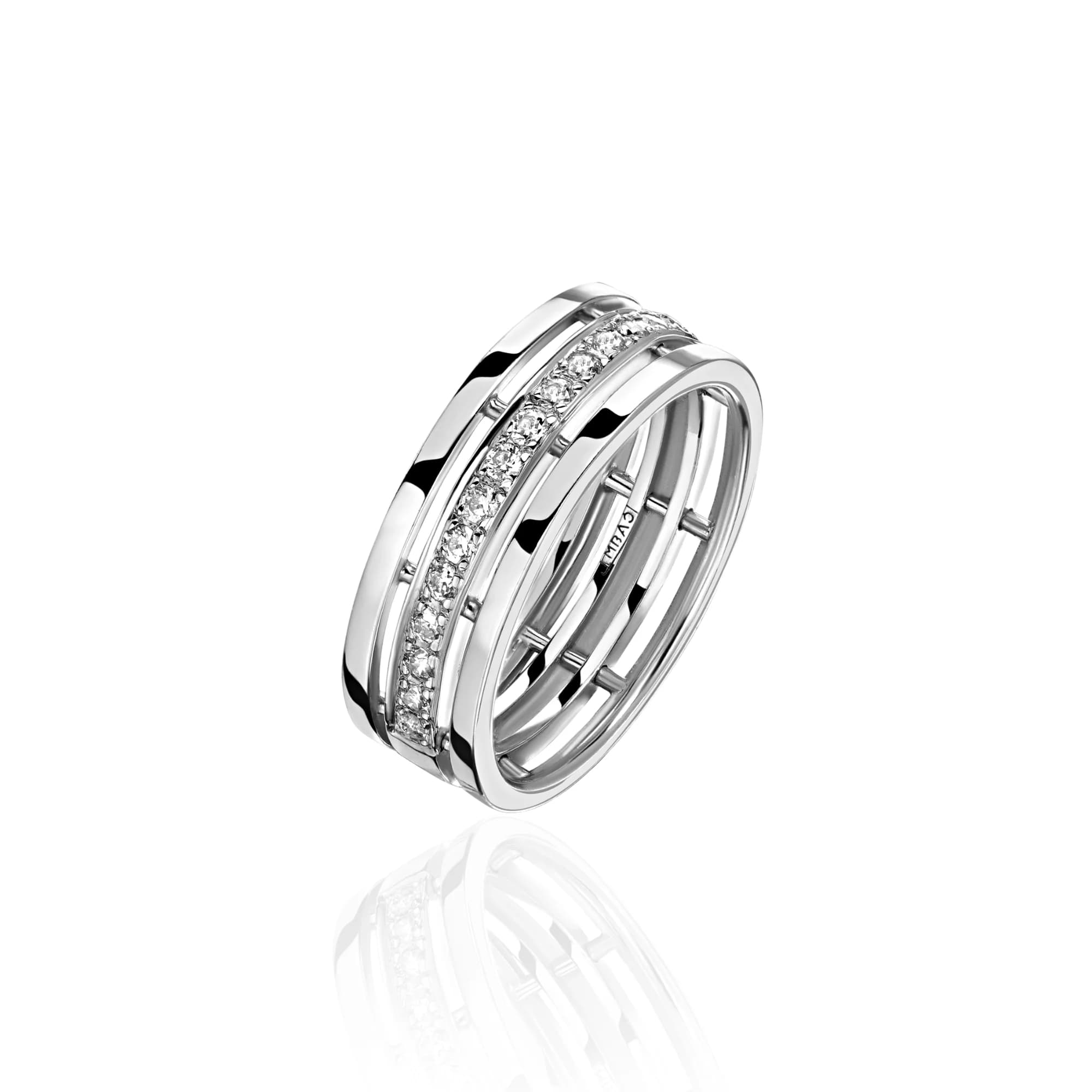 "Symphony of Brilliance" Diamond Wedding Band, 18k white gold