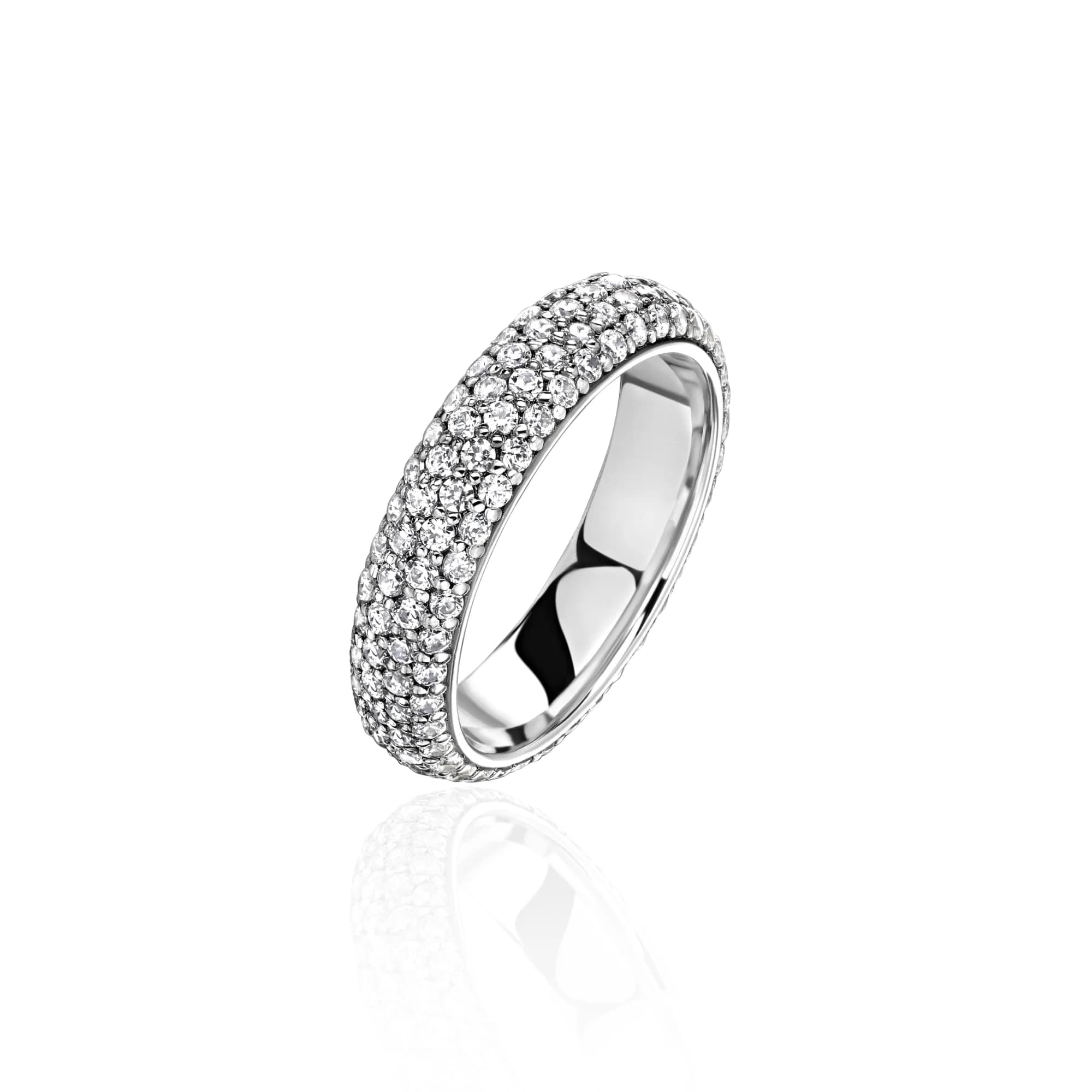 "Attachment" Diamond Wedding Band, 18k white gold