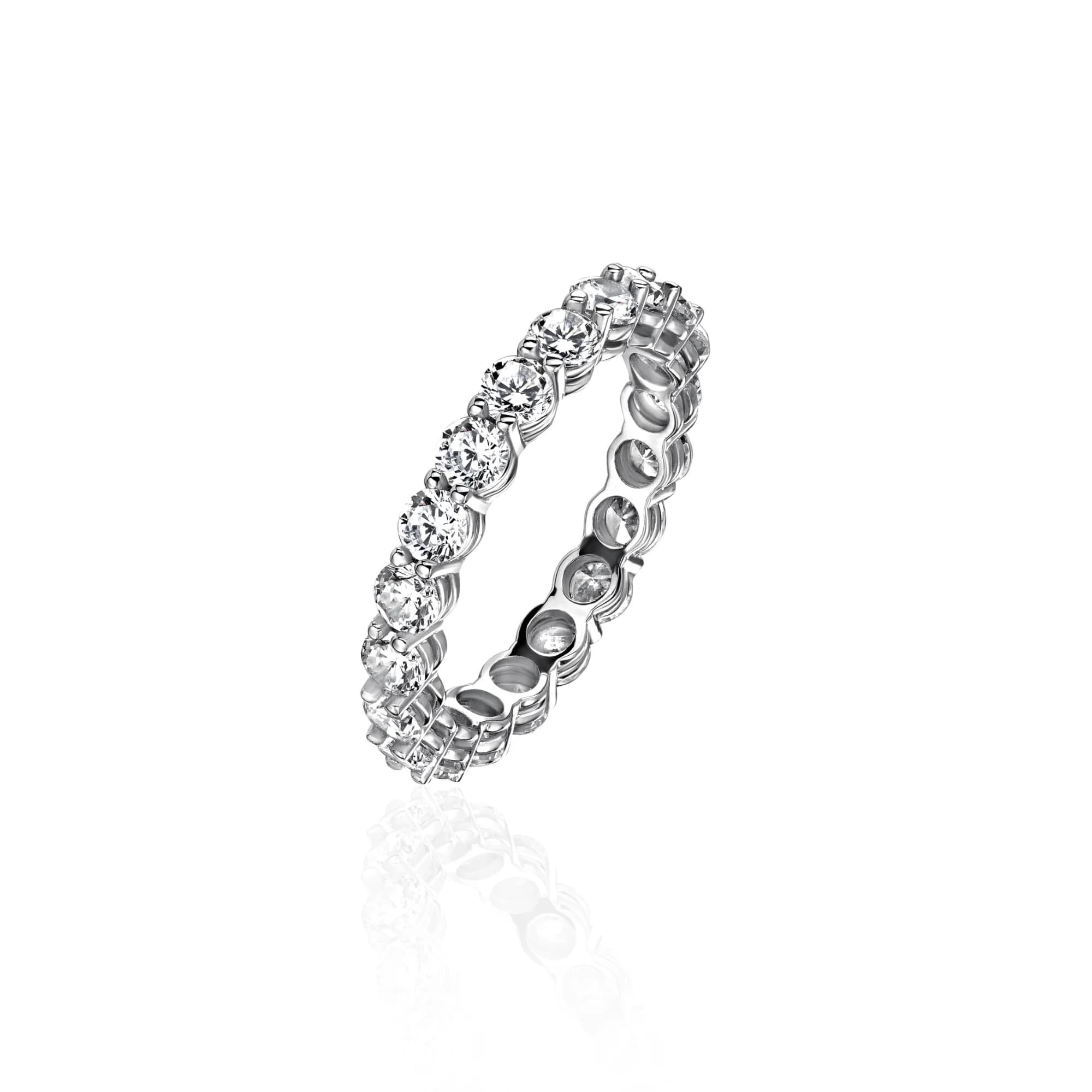 "Diamond Track" Diamond Wedding Band, 18k white gold