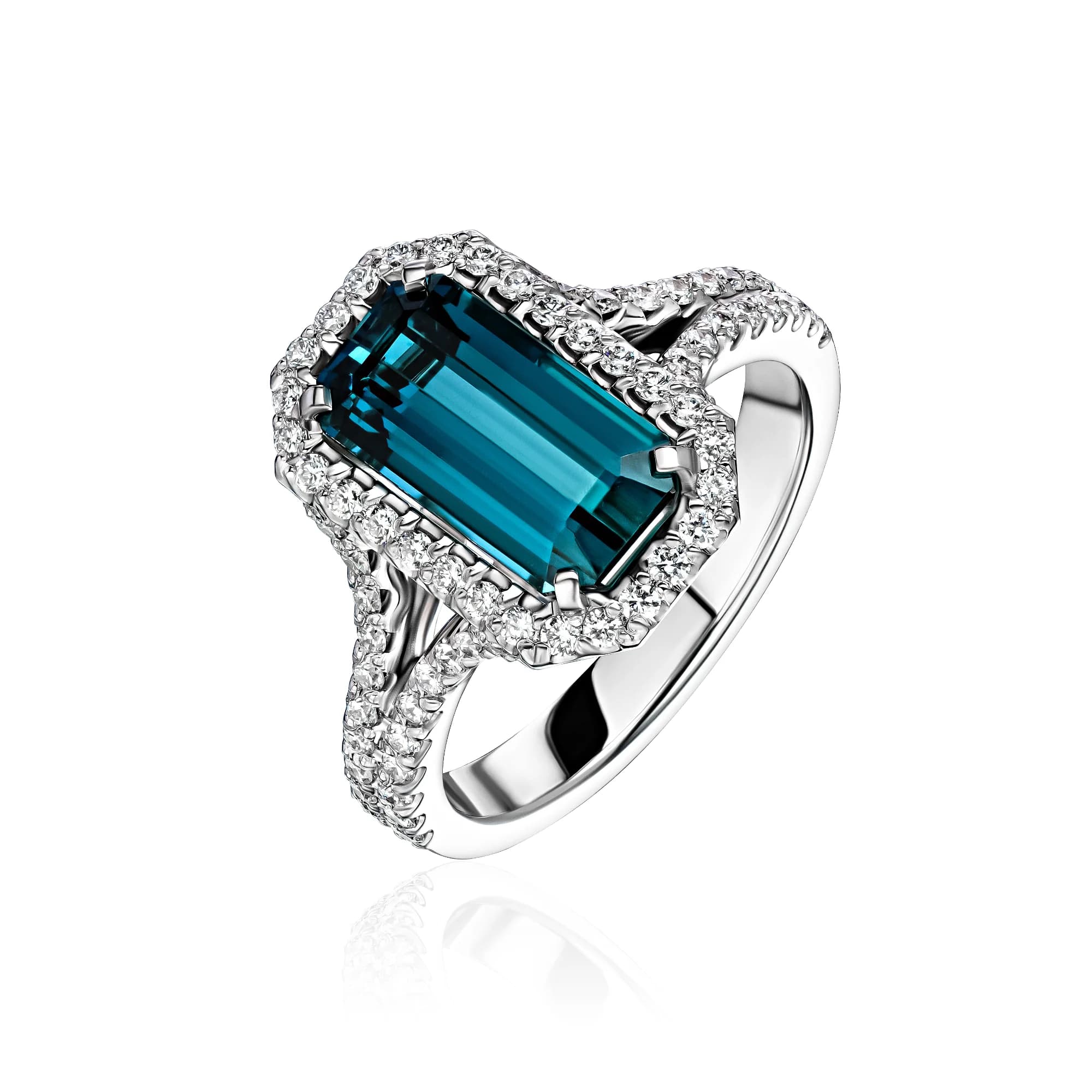 2.88 ct Octagon-Cut Tourmaline Ring, 18k white gold