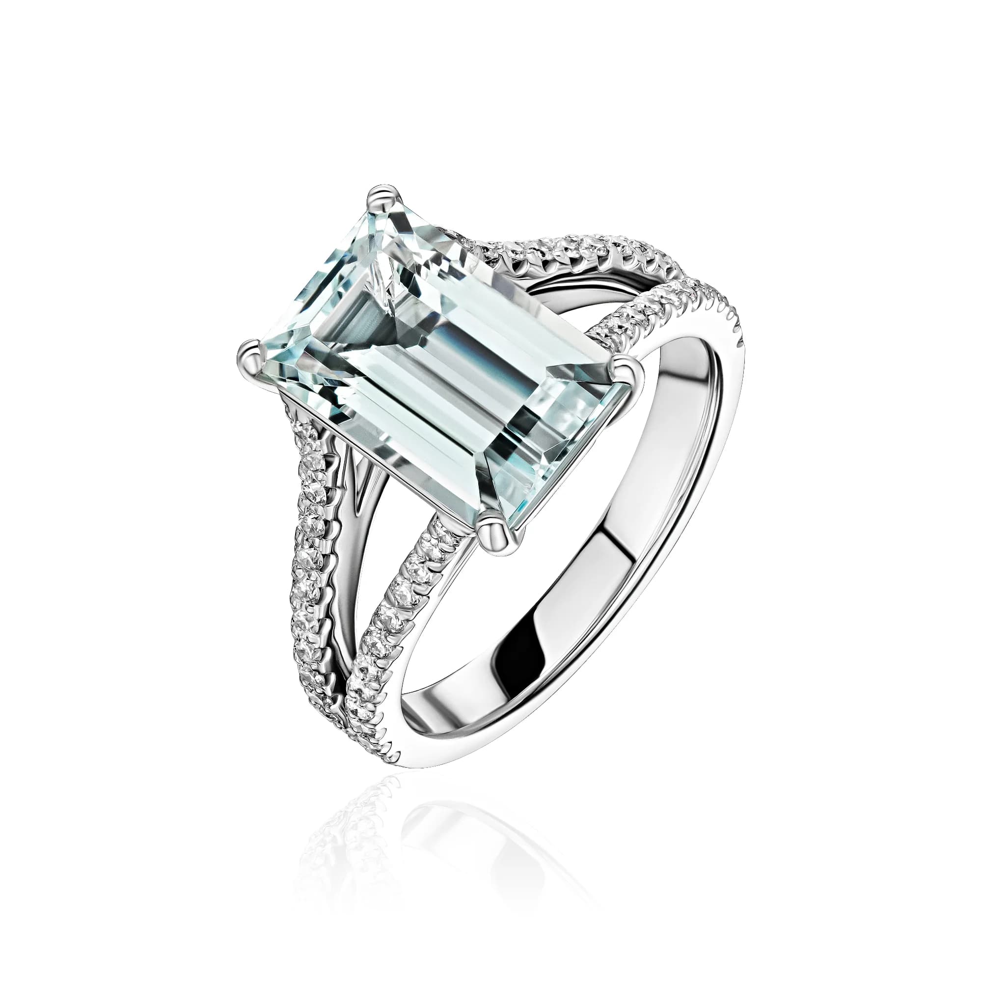 5.32 ct Aquamarine Ring, 18k white gold