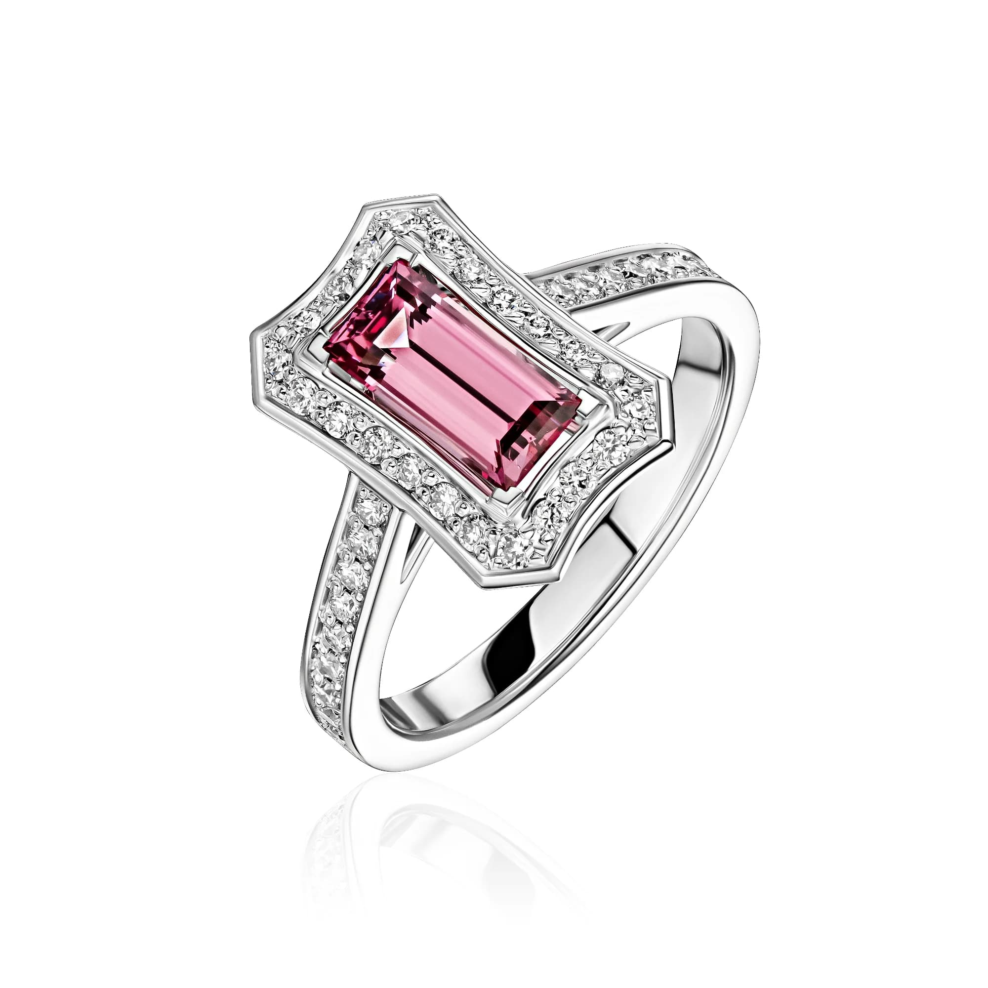 1.07 ct Vivid Pink Spinel Ring, 18k white gold