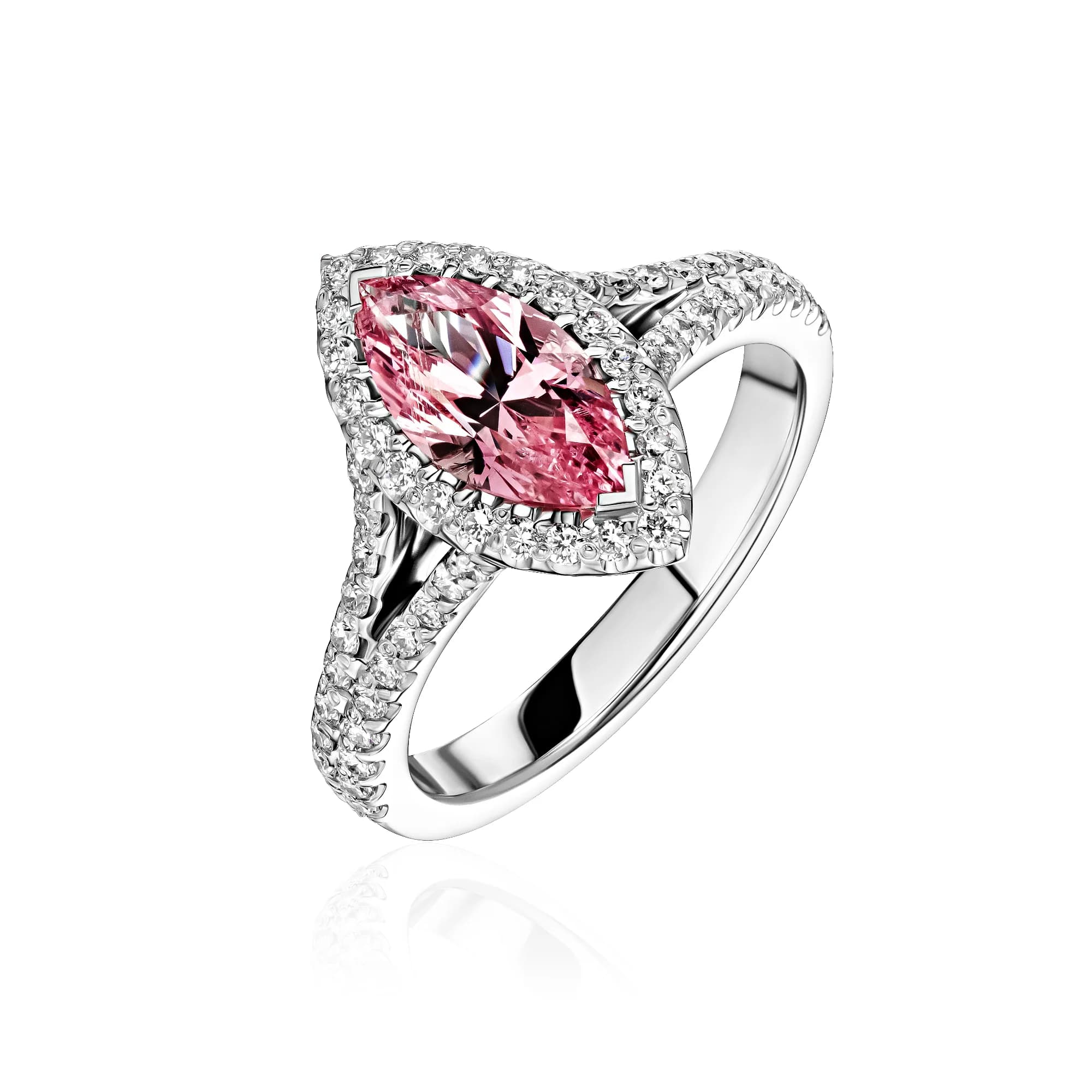 1.52 ct Vivid Pink Spinel Ring, 18k white gold
