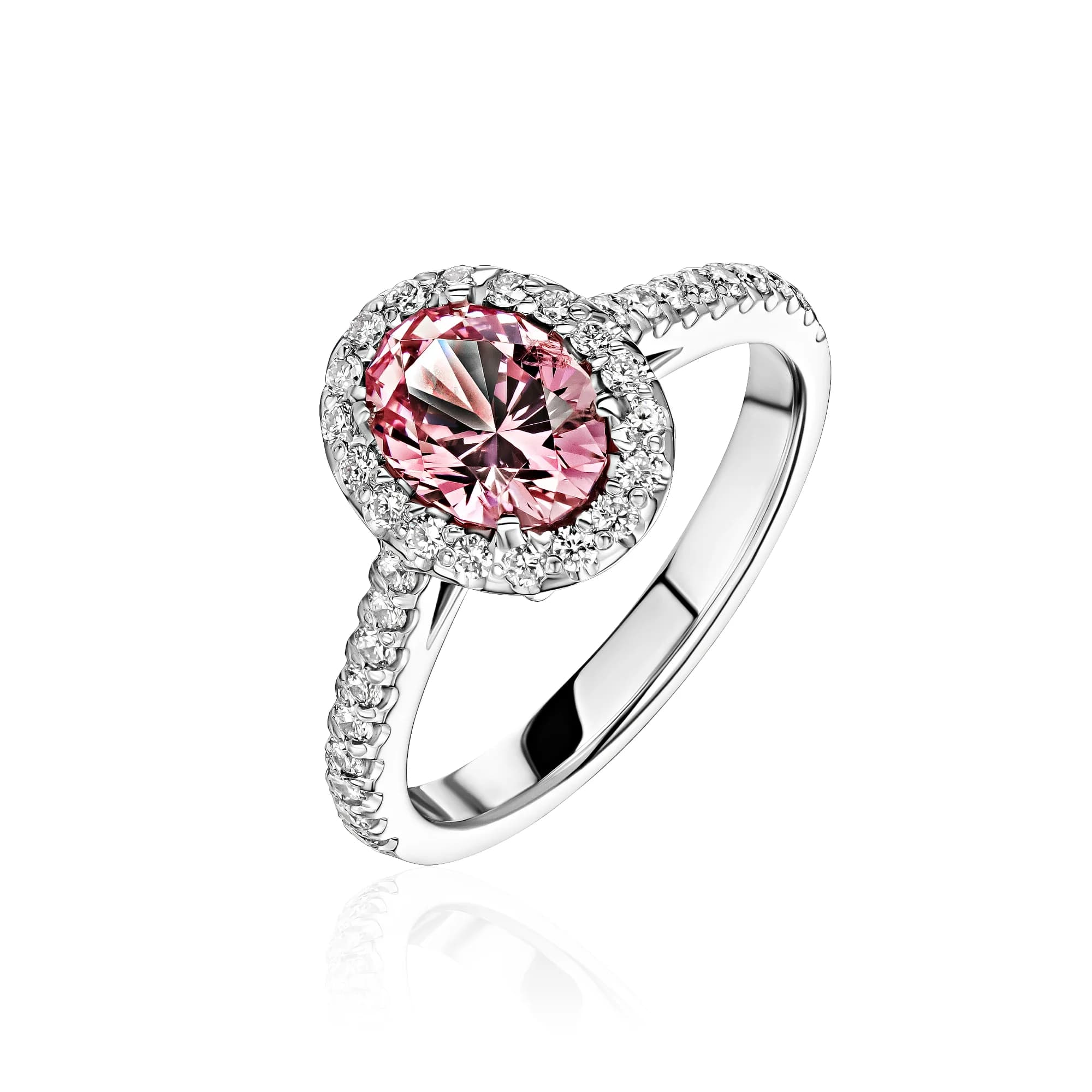 1.57 ct Vivid Pink Spinel Ring, 18k white gold
