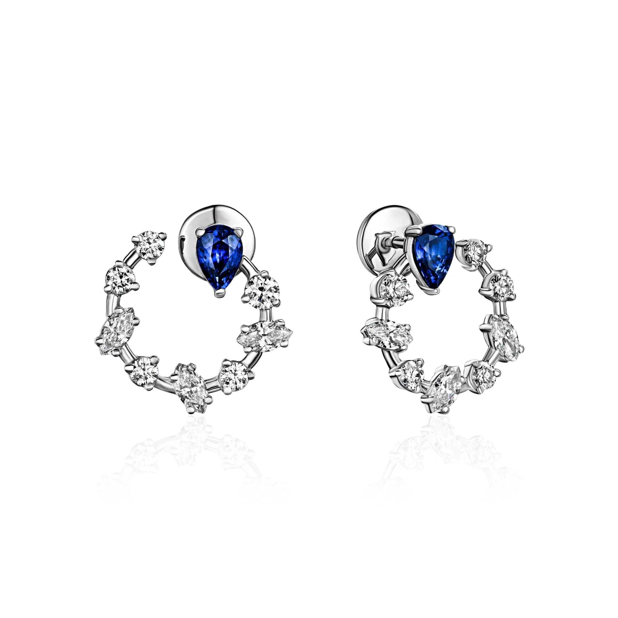 1.17 ct Royal Blue Sapphire Stud Earrings, 18k white gold