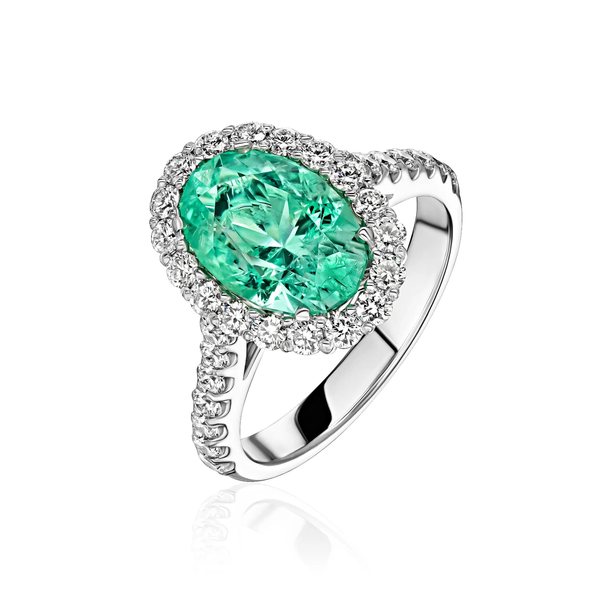 3.25 ct Ural Emerald Ring, 18k white gold