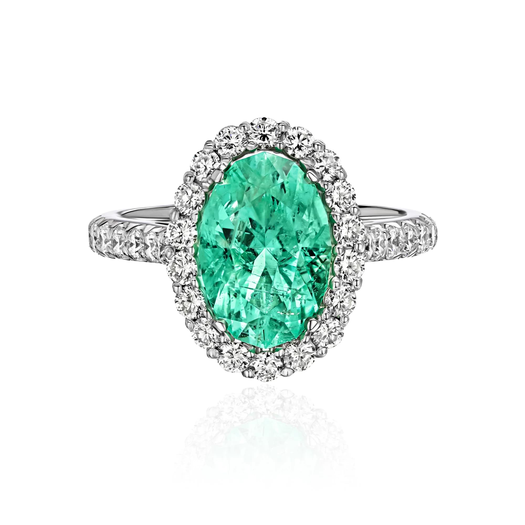 3.25 ct Ural Emerald Ring, 18k white gold