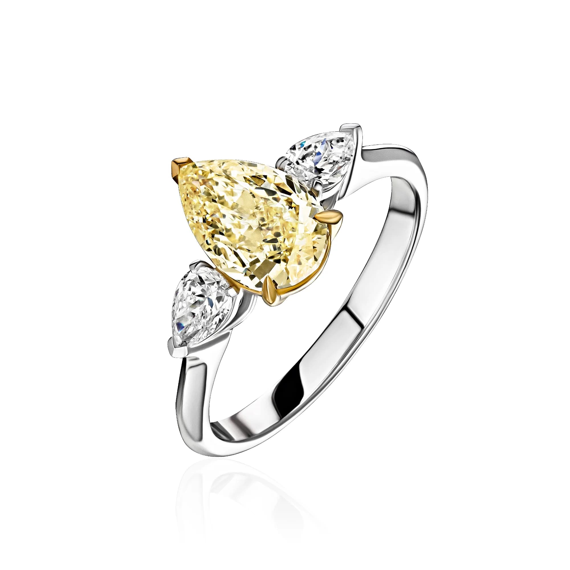 1.50 ct Yellow Diamond Engagement Ring, 18k white gold