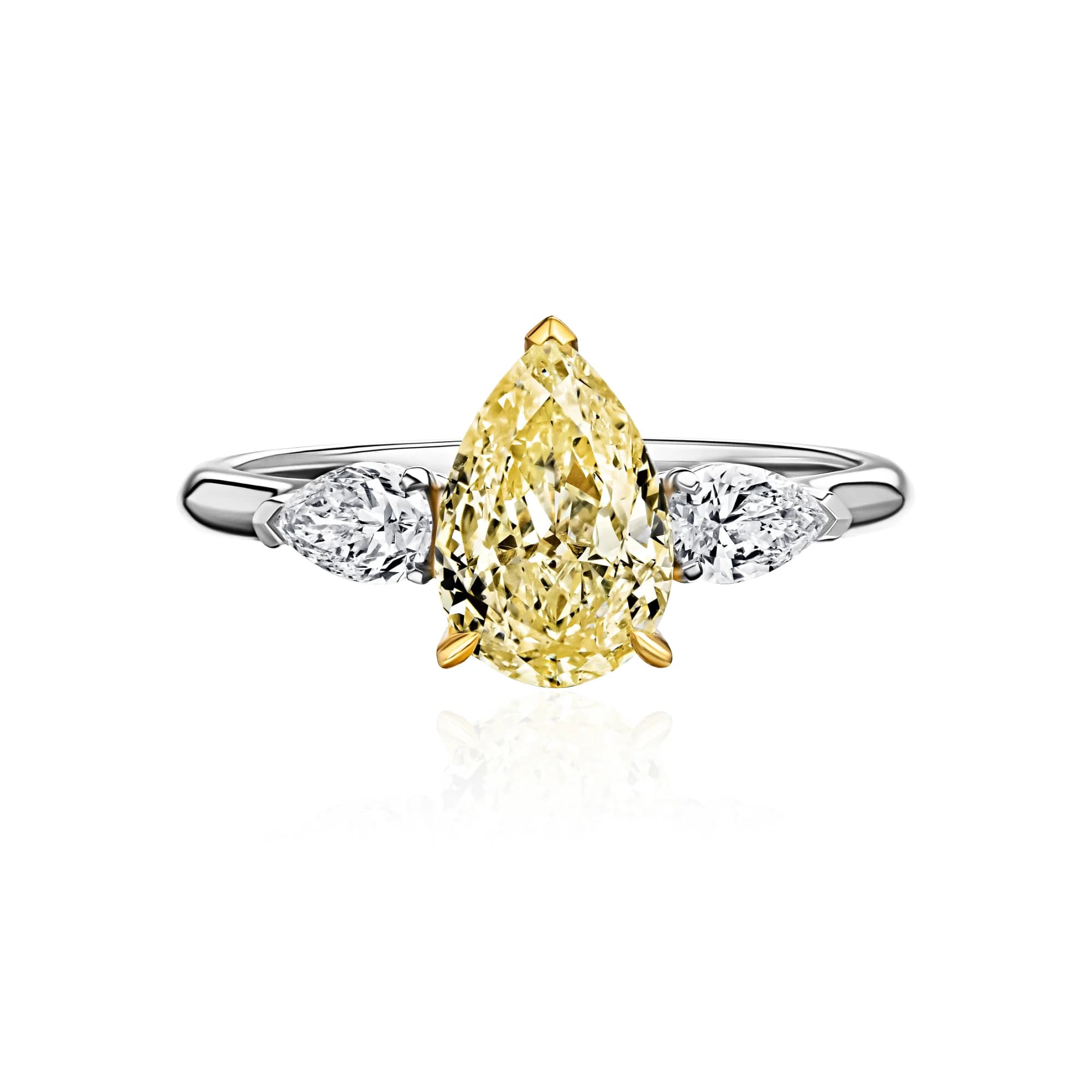 1.50 ct Yellow Diamond Engagement Ring, 18k white gold