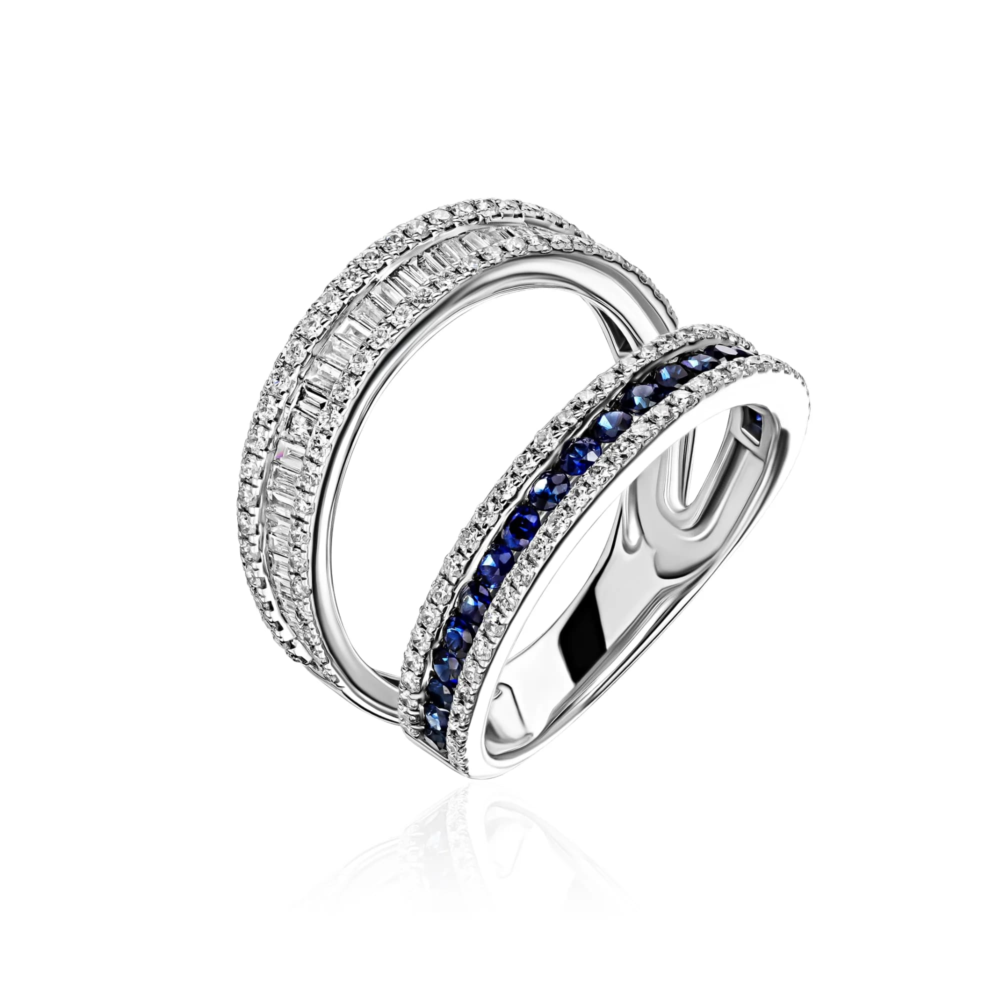 0.63 ct Sapphire & 0.83 ct Diamond Ring, 18k white gold