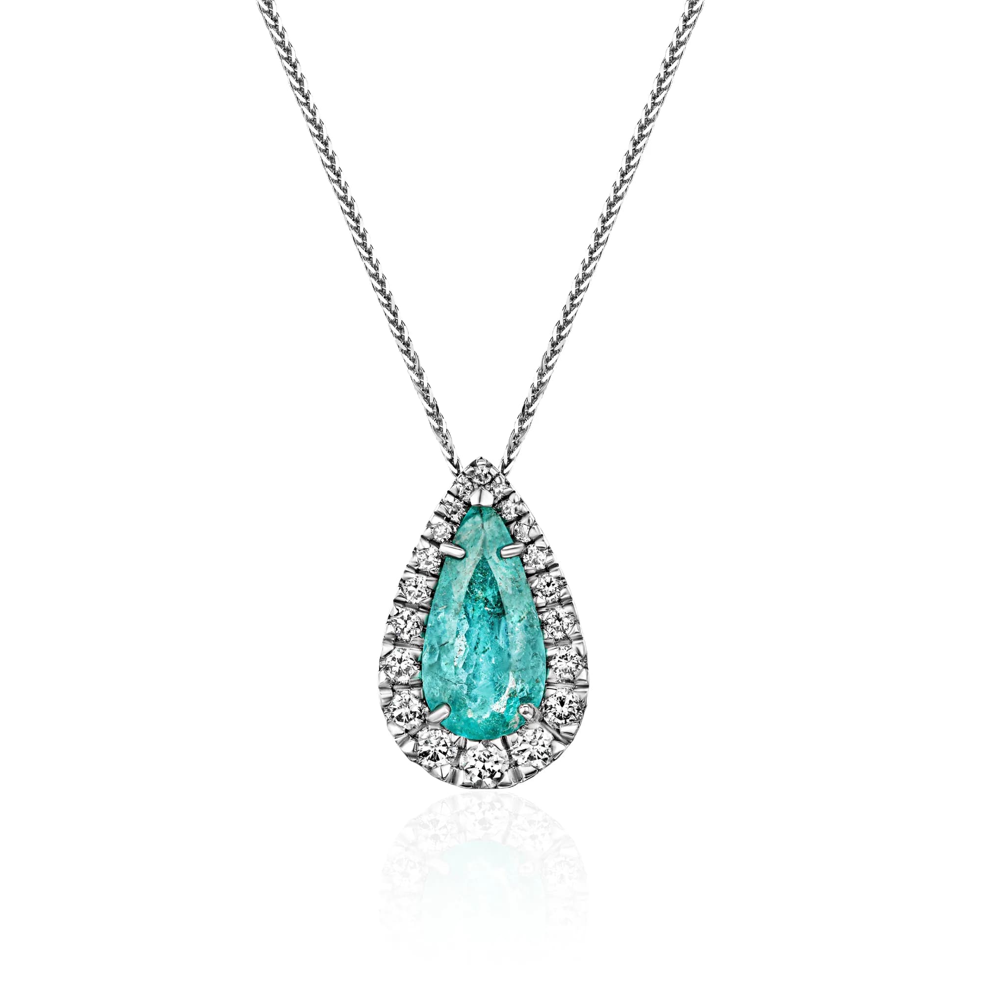 2.40 ct Paraiba Tourmaline Pendant Necklace, 14k white gold
