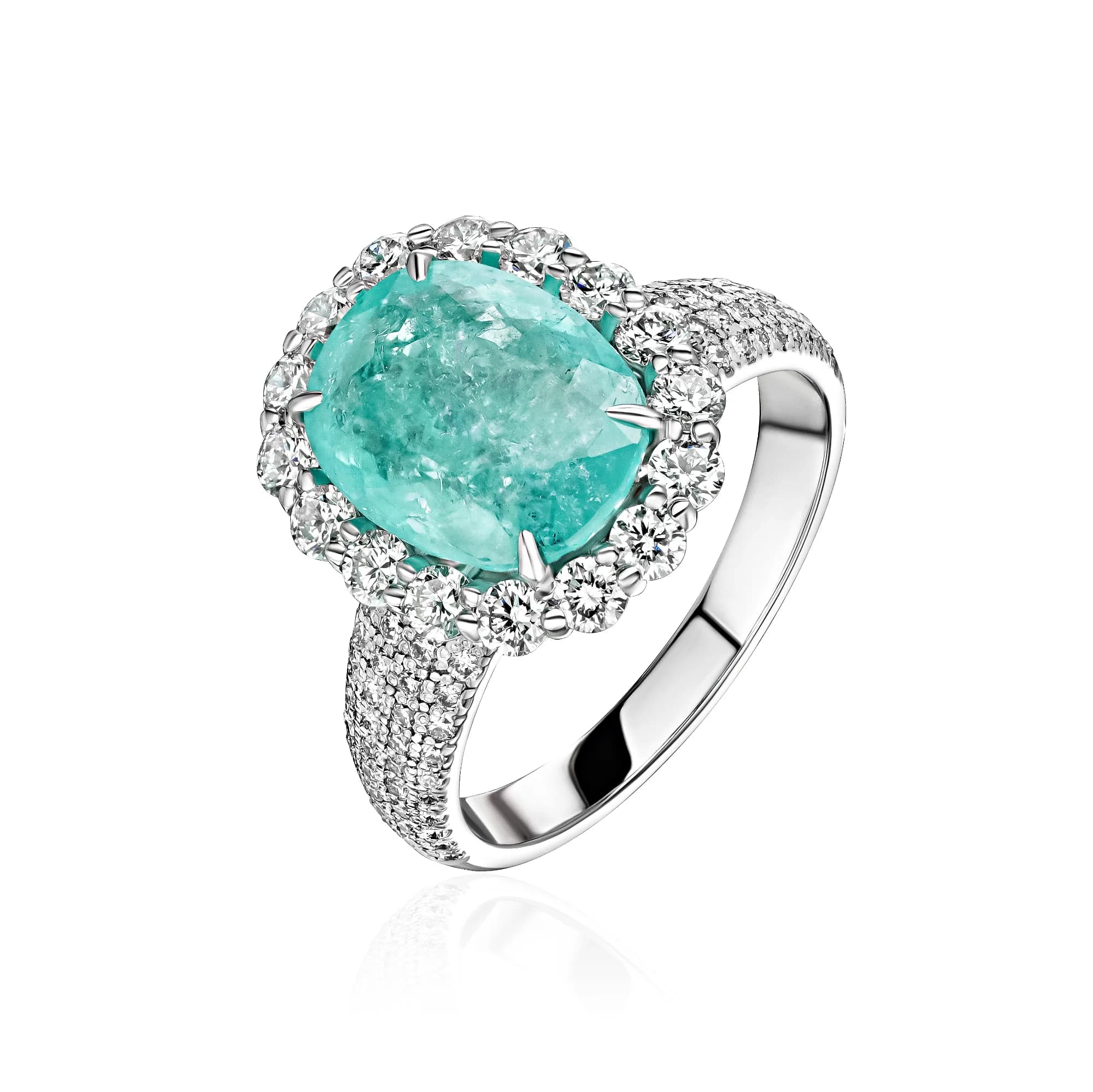 4.31 ct Paraiba Tourmaline Ring, 18k white gold