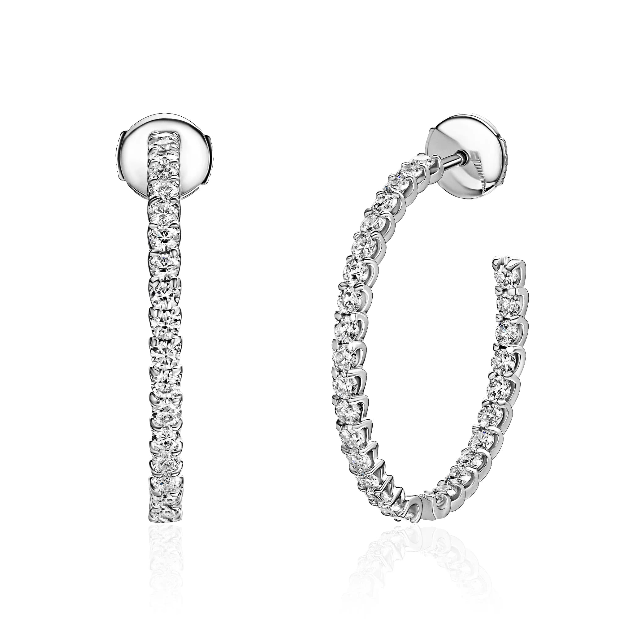 2.46 ct Diamond Hoop Earrings, 18k white gold
