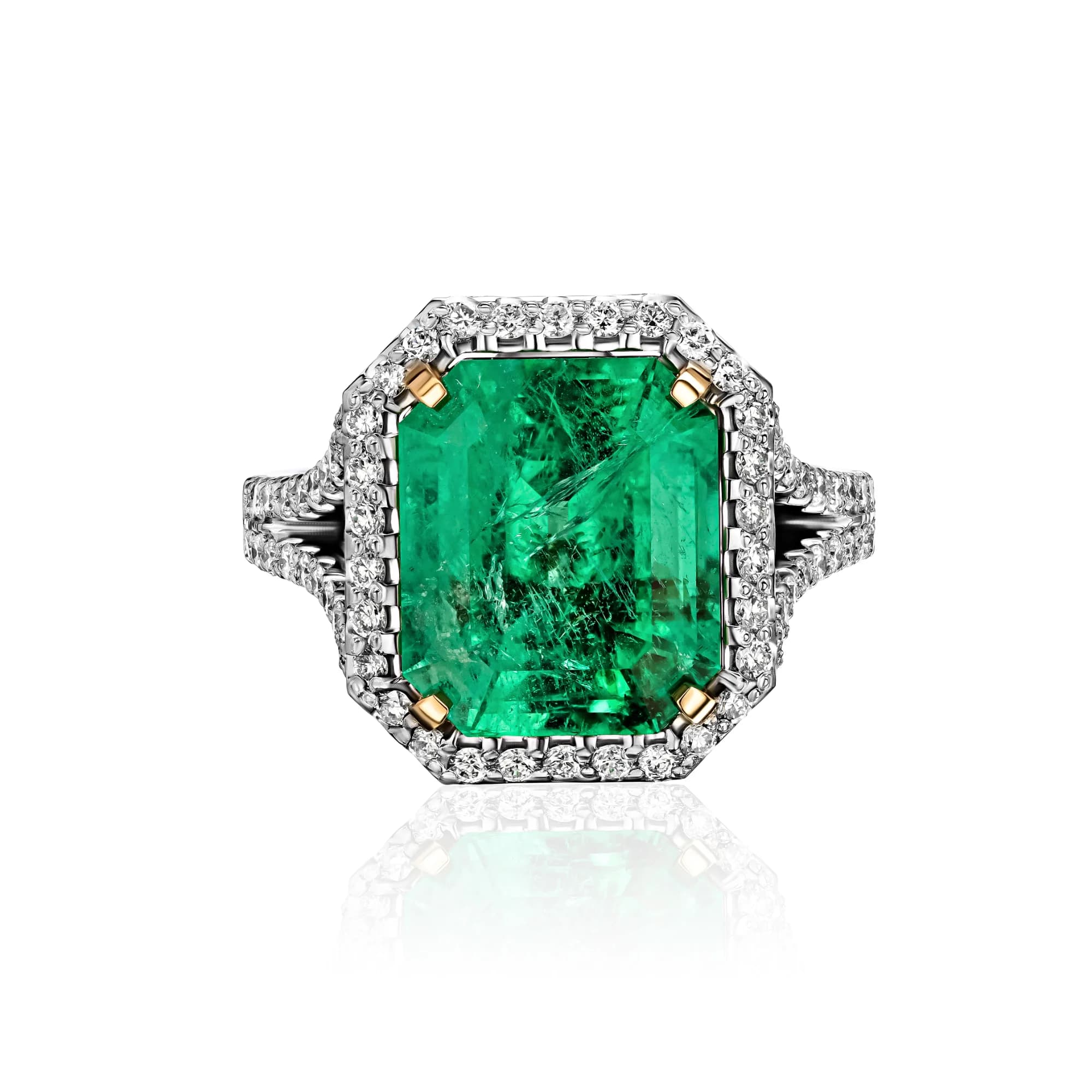 7.44 ct Ural Emerald Ring, 18k white gold
