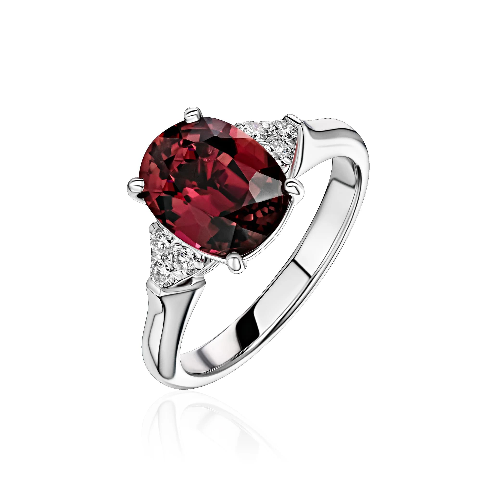 2.62 ct Purplish-Red Tourmaline Ring, 18k white gold