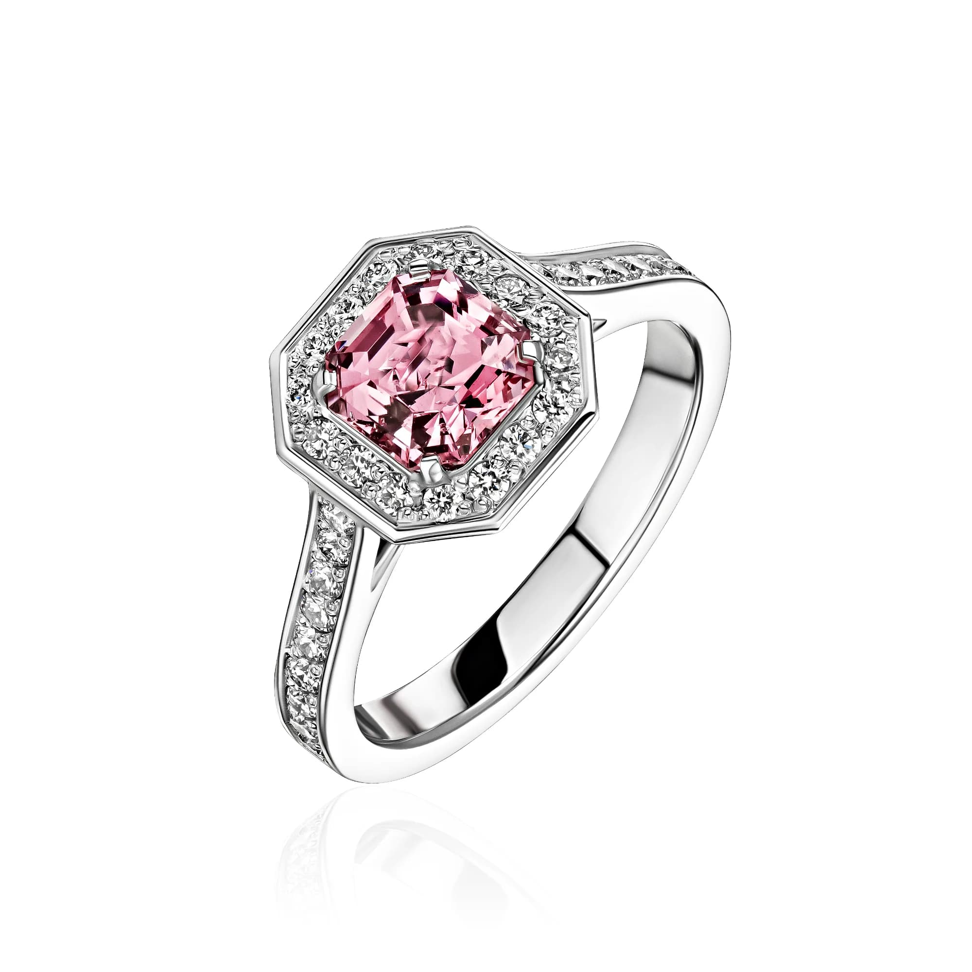 1.31 ct Vivid Pink Spinel Ring, 18k white gold