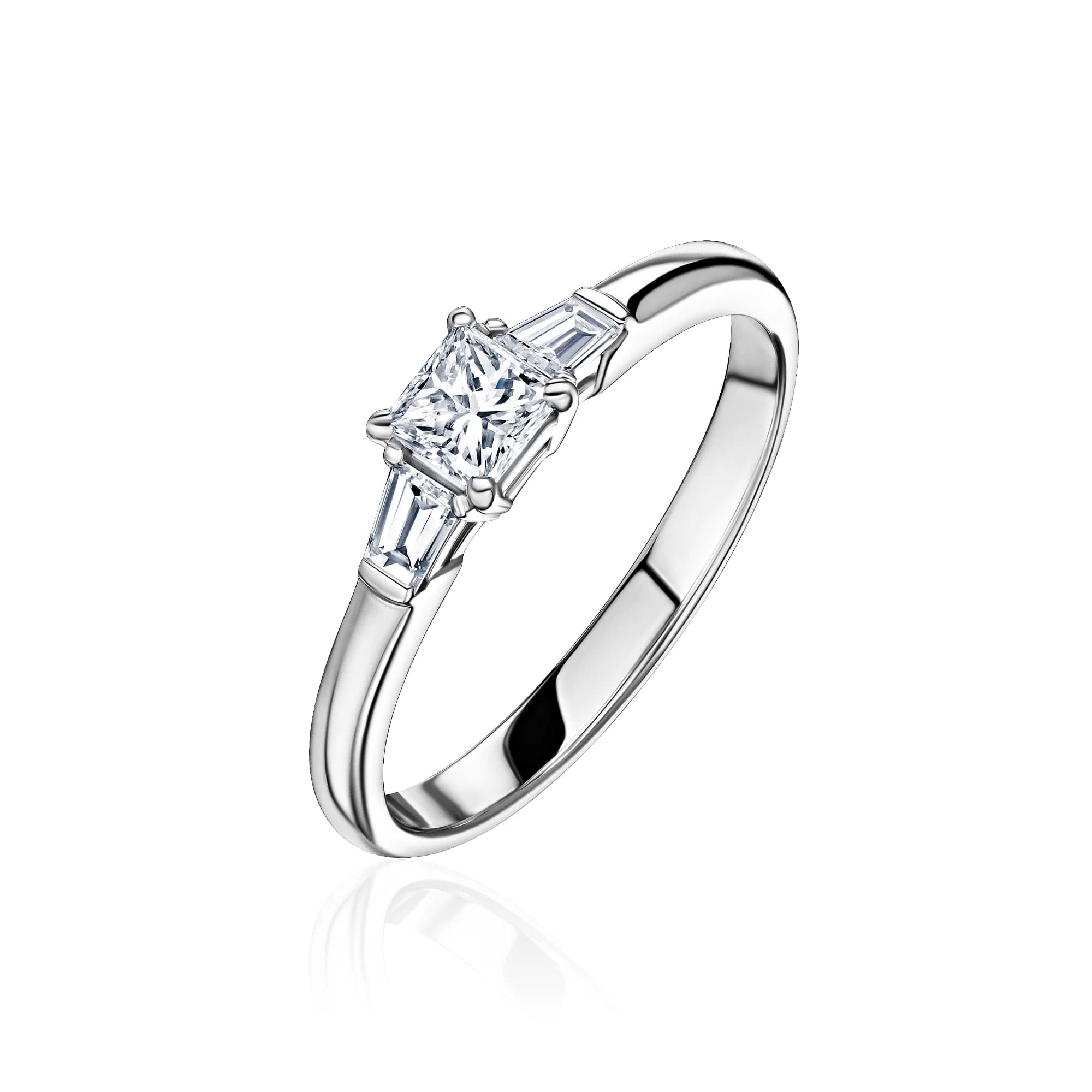 0.43 ct Princess-Cut Diamond Engagement Ring, 18k white gold