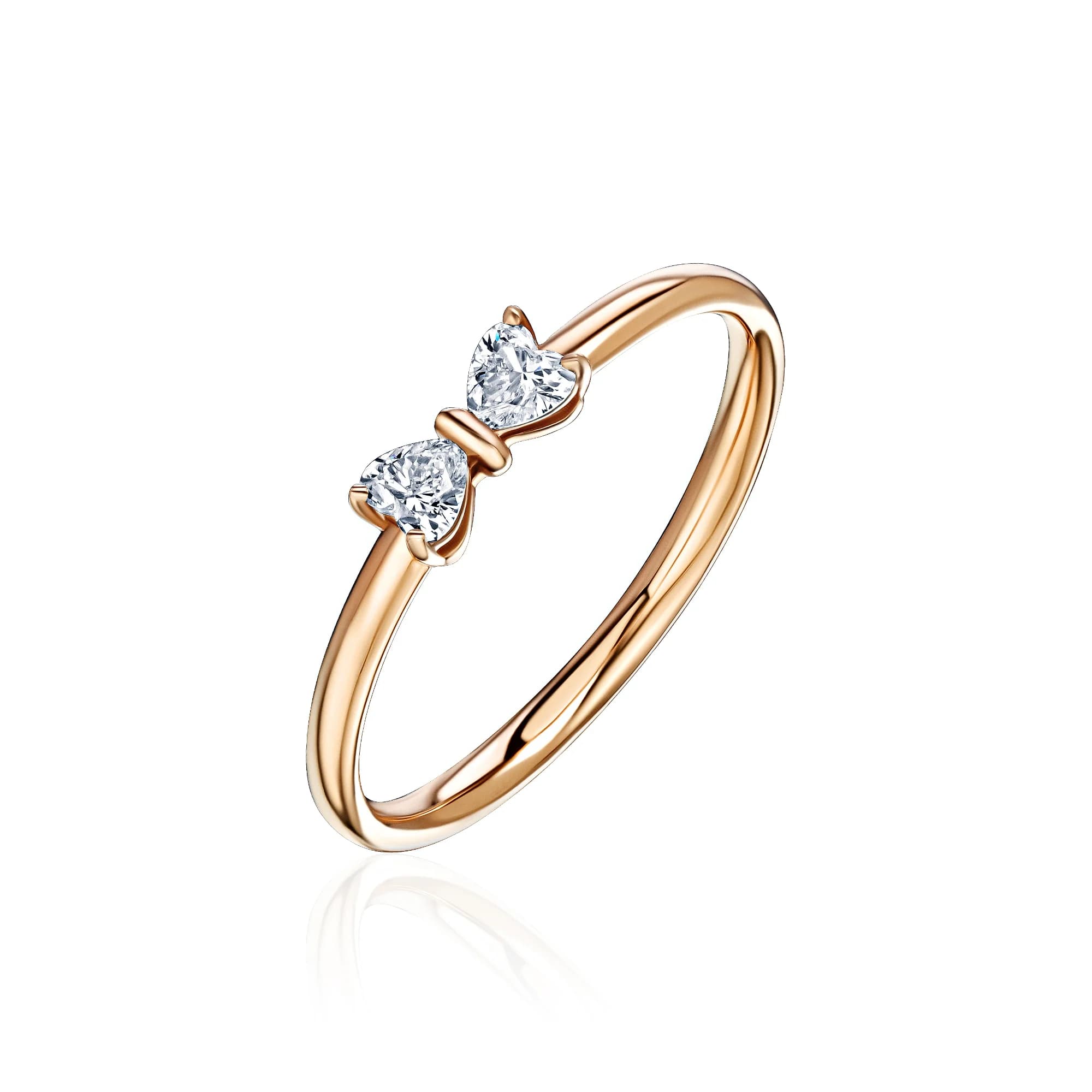 0.24 ct Two-Heart Diamond Engagement Ring, 18k rose gold