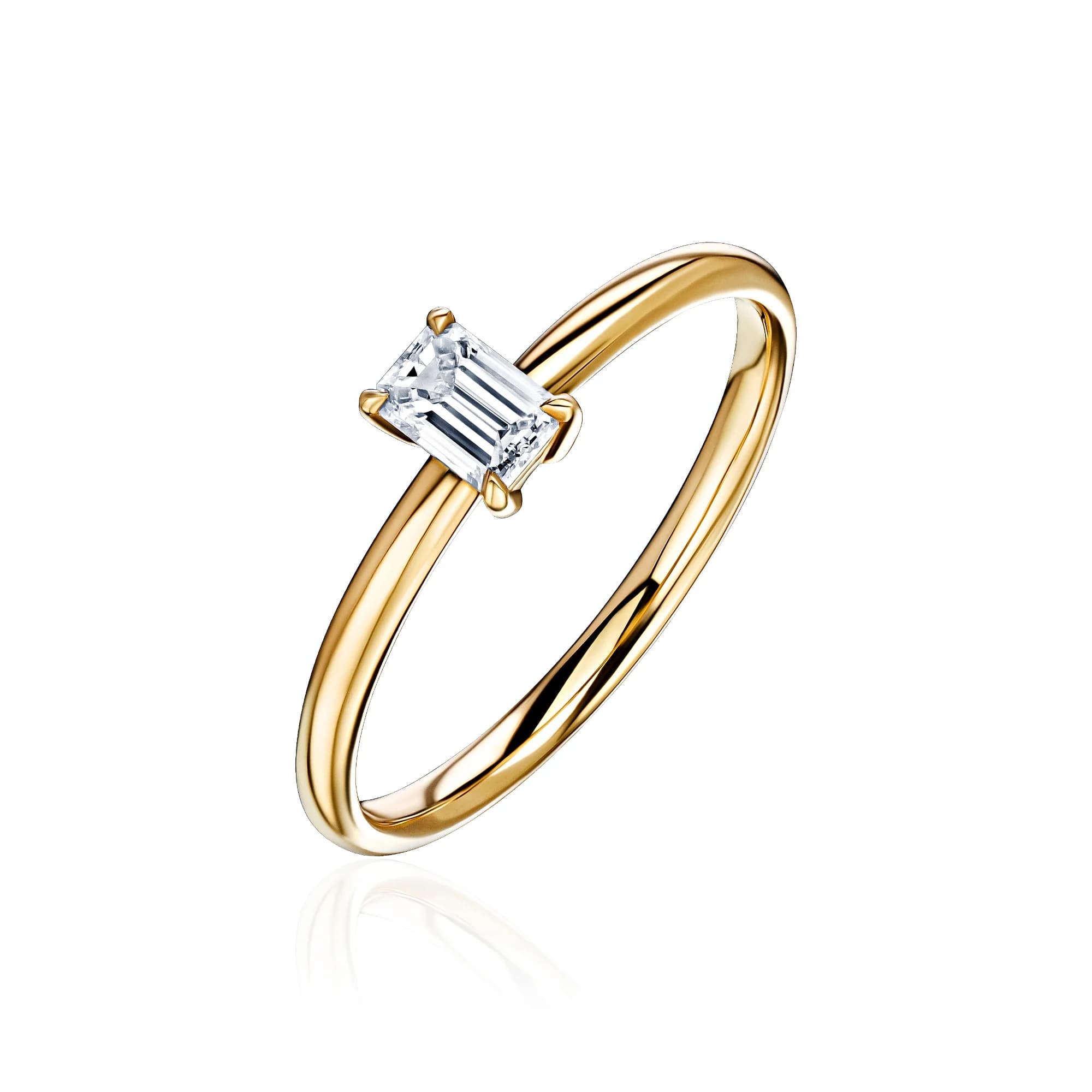 0.30 ct Emerald-Cut Diamond Engagement Ring, 18k yellow gold