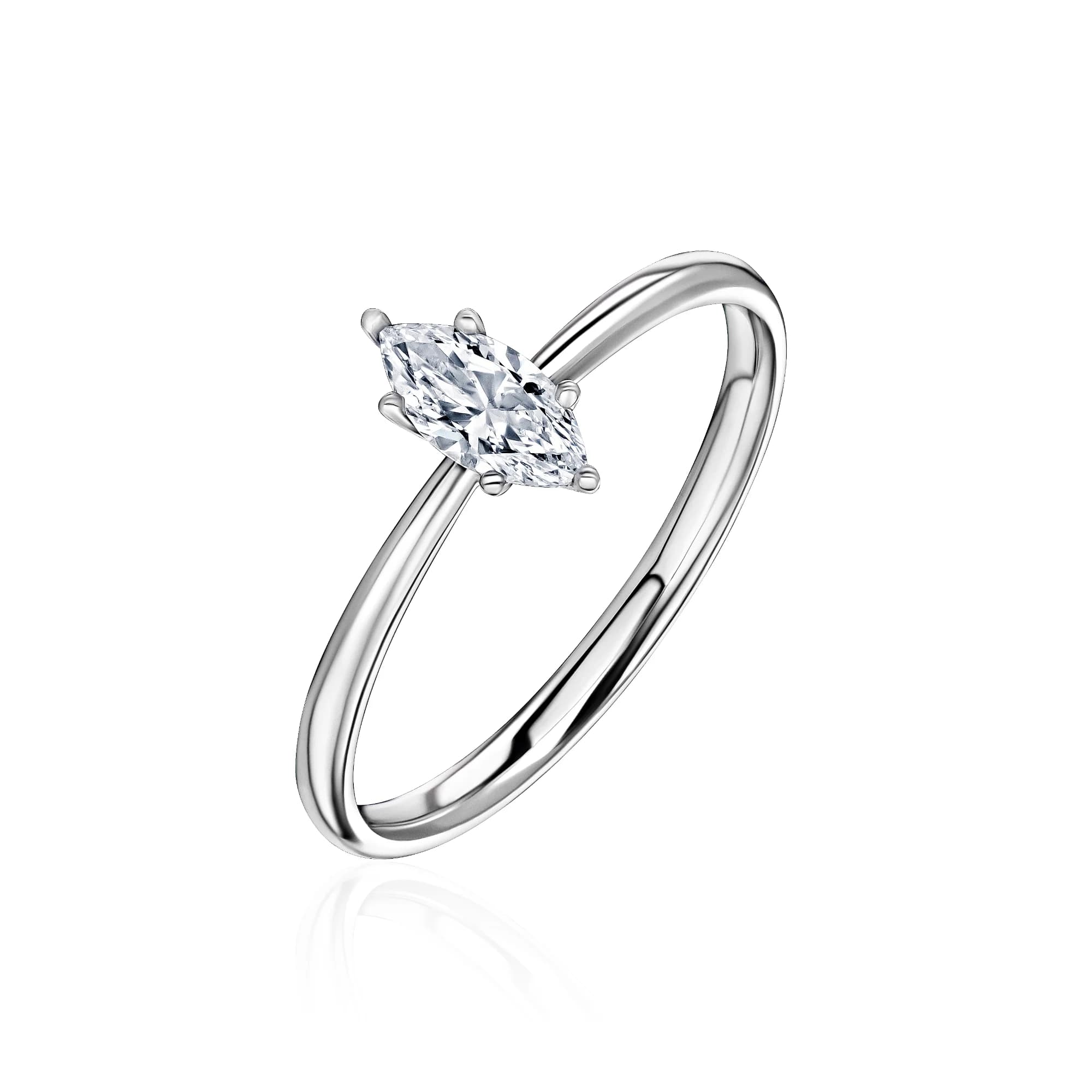 0.32 ct Marquise-Cut Diamond Engagement Ring, 18k white gold