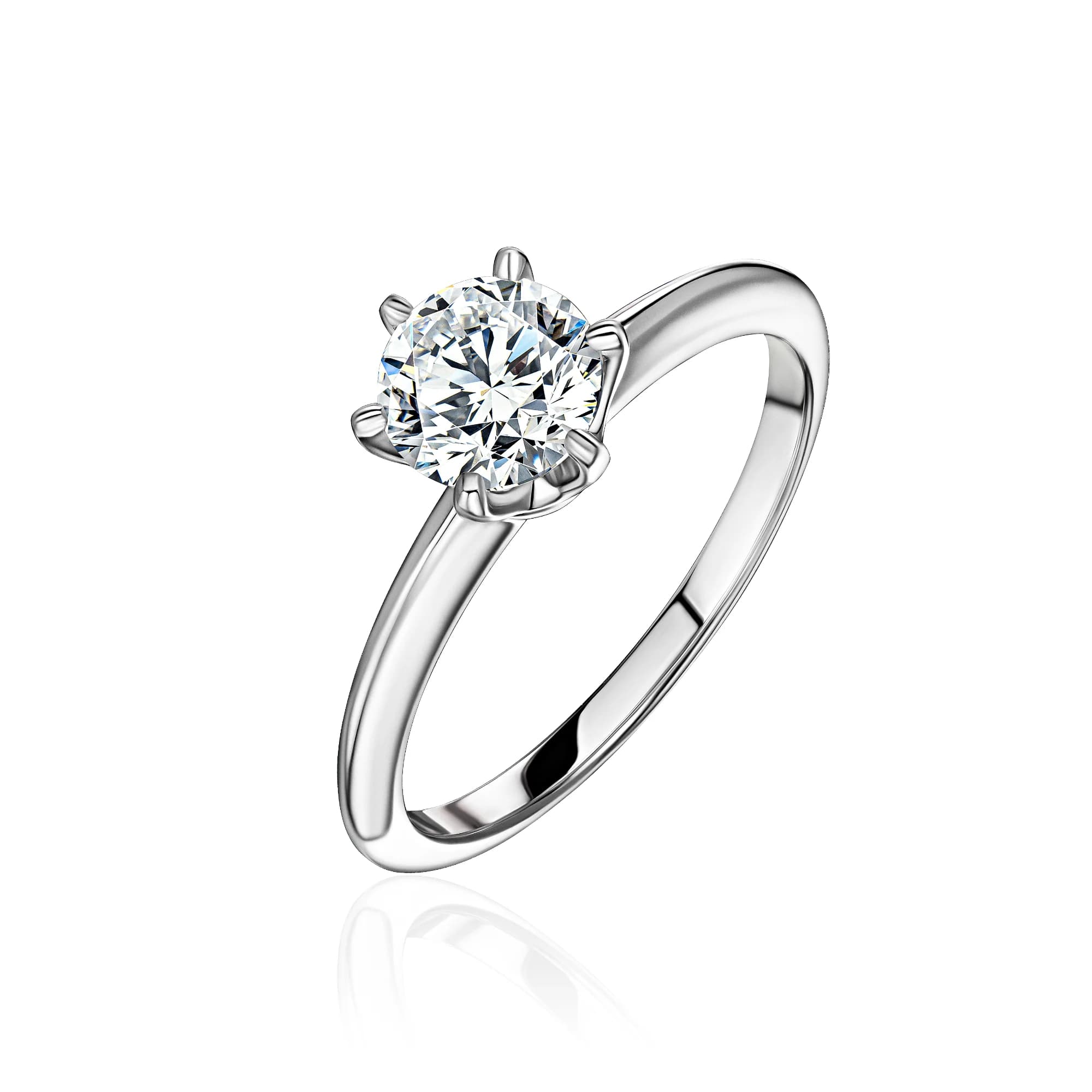 1.09 ct Diamond Solitaire Engagement Ring, 18k white gold