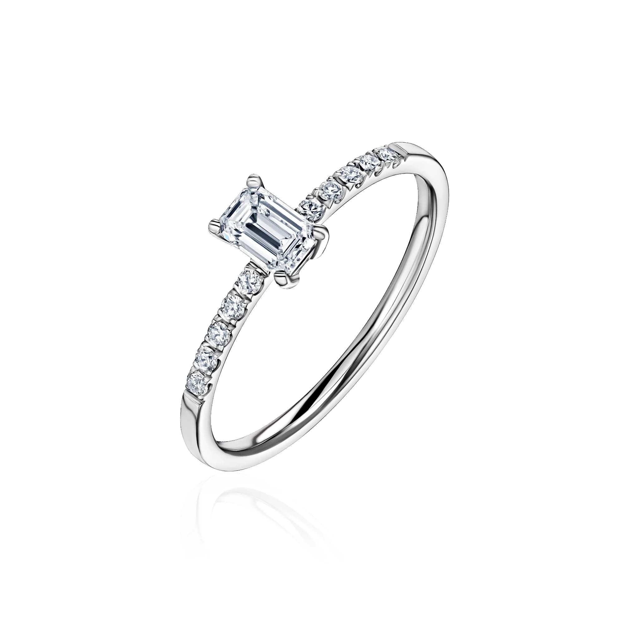 0.30 ct Emerald-Cut Diamond Engagement Ring, 18k white gold