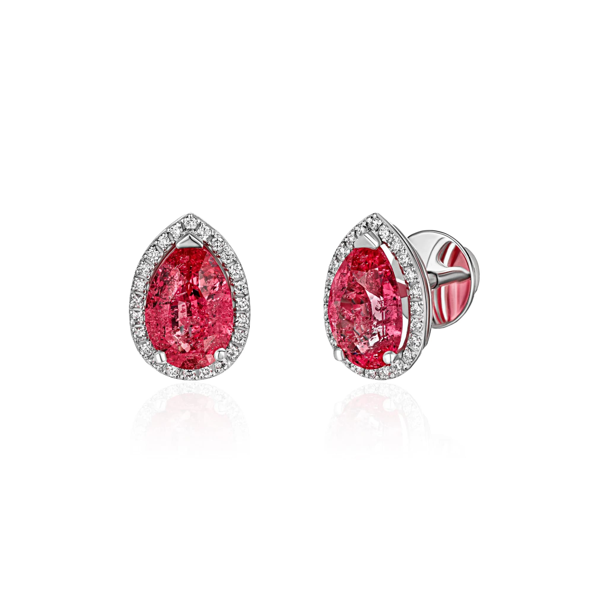 3.20 ct Pink Spinel Stud Earrings, 14k white gold