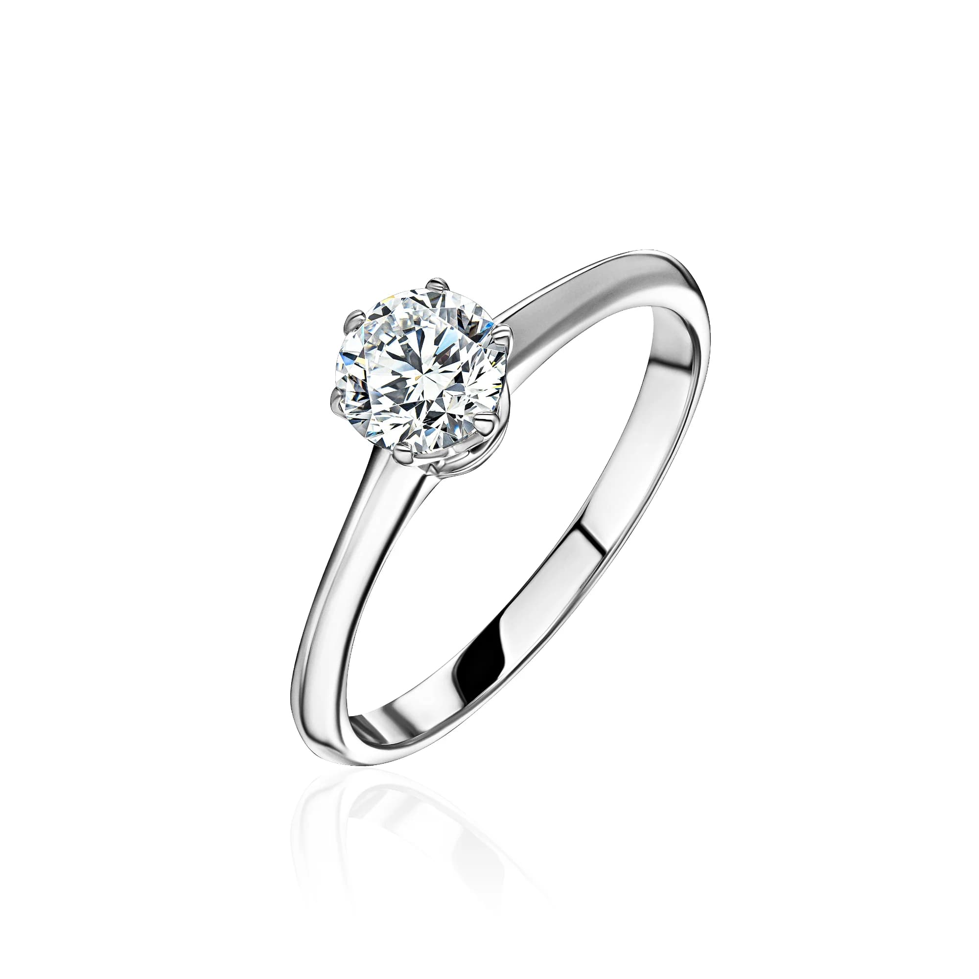 0.61 ct Diamond Solitaire Engagement Ring, 18k white gold