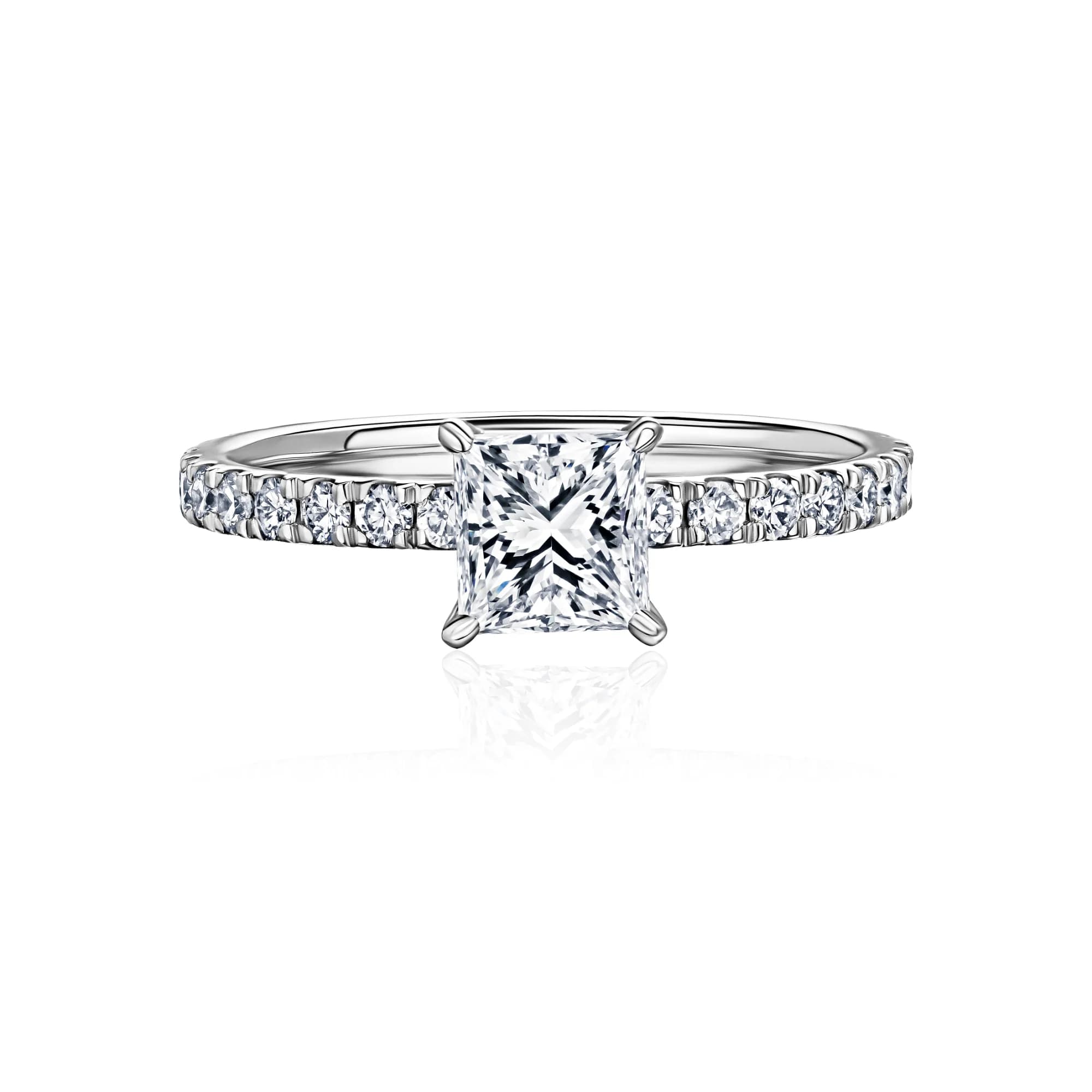 0.90 ct Princess-Cut Diamond Engagement Ring, 18k white gold
